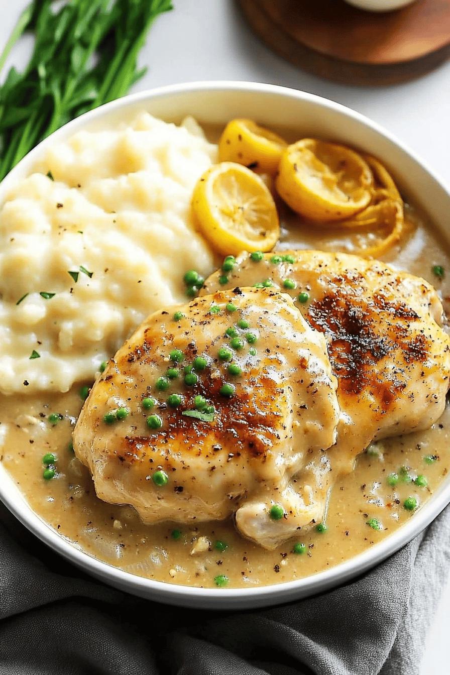 Chicken in White Wine Sauce ingredients organized and measured on kitchen counter