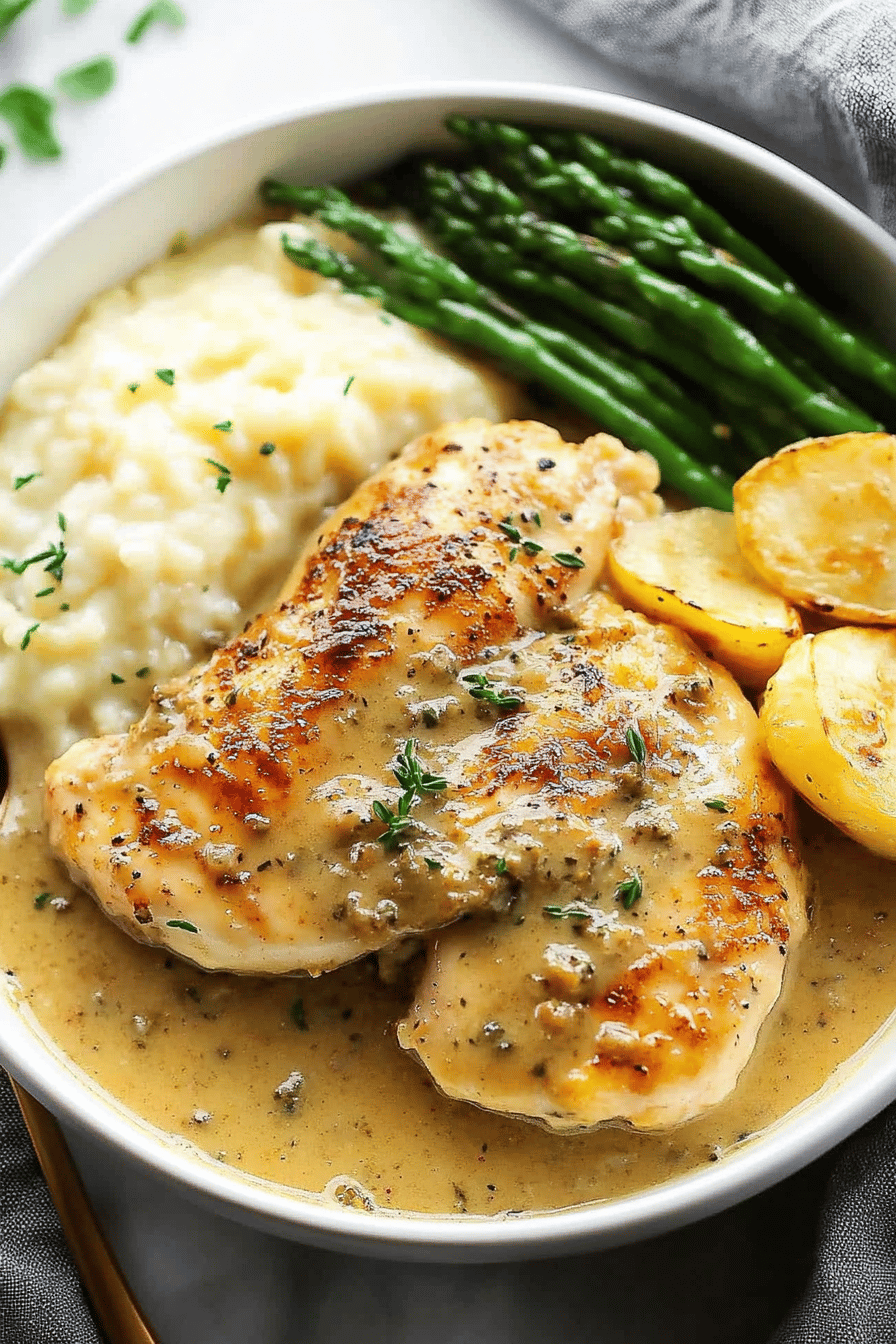 Chicken in White Wine Sauce slice on plate showing perfect texture and swirl pattern