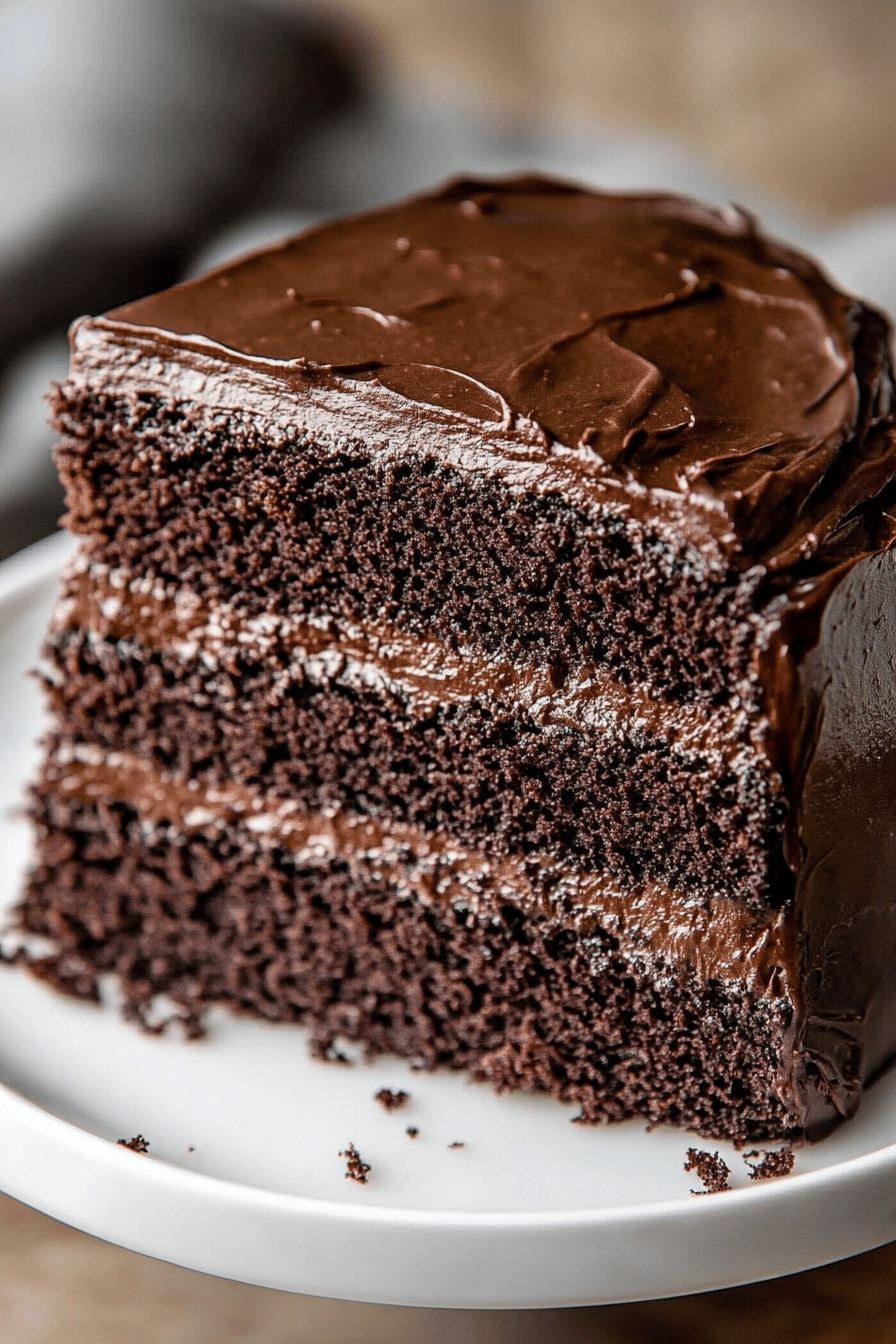 Chocolate Cake Recipe ingredients organized and measured on kitchen counter