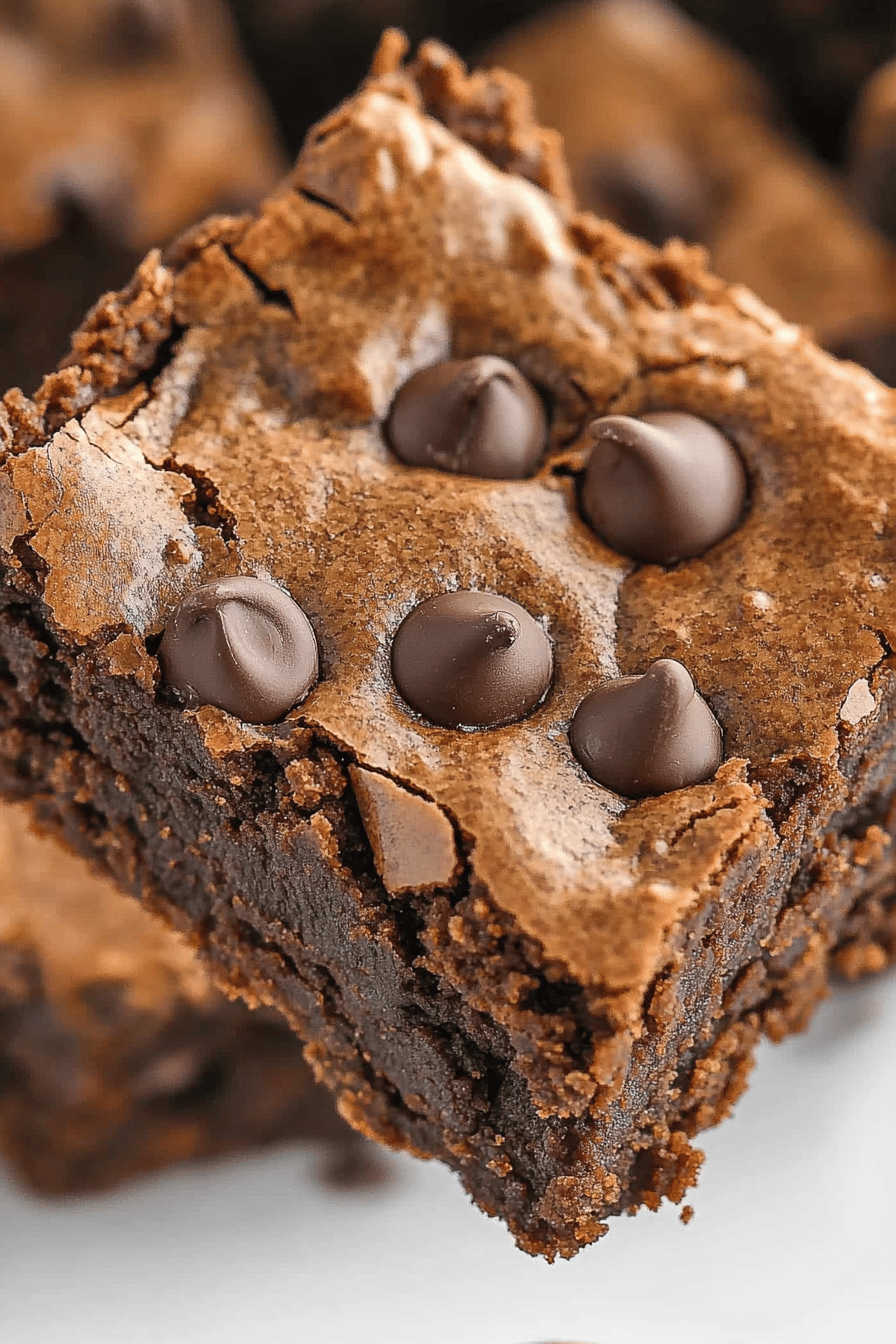 Chocolate Chip Brownies final dish beautifully presented and ready to serve