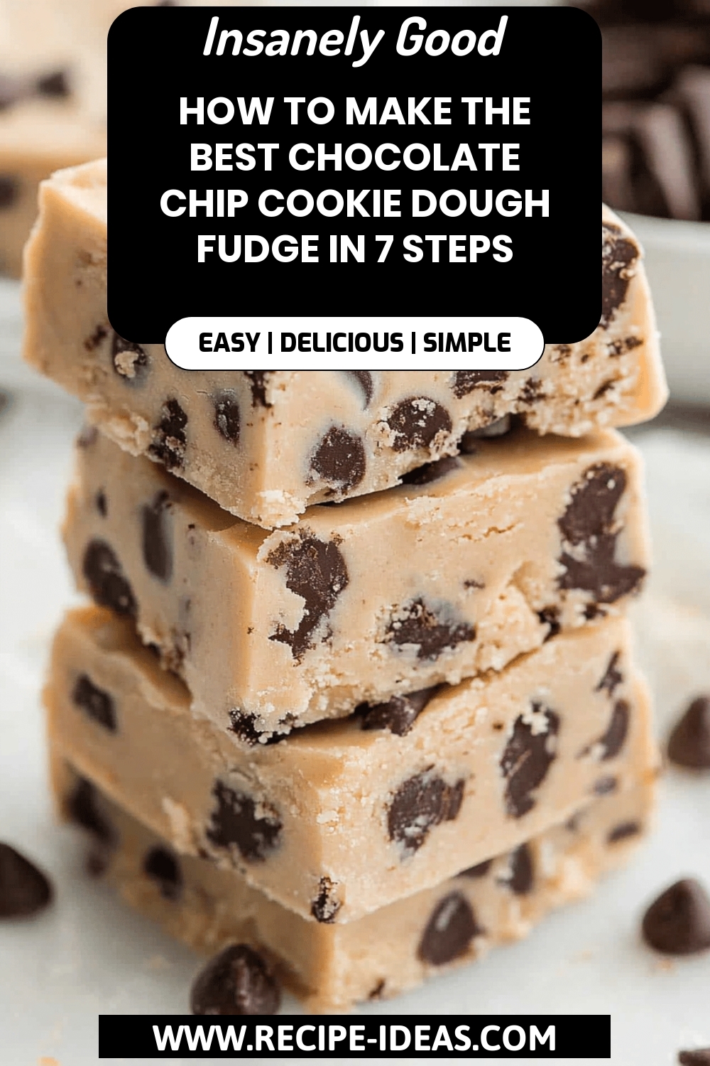 Chocolate Chip Cookie Dough Fudge final dish beautifully presented and ready to serve