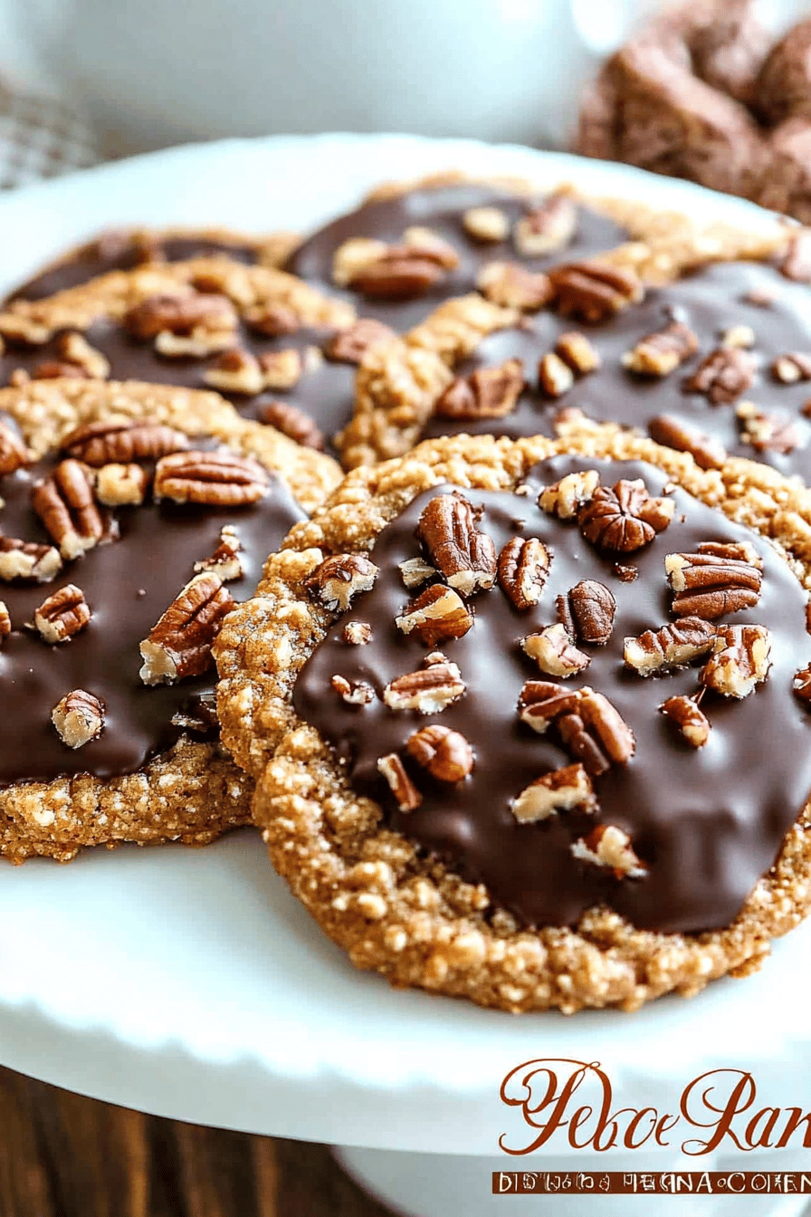 Chocolate Dipped Pecan Lace Cookies final dish beautifully presented and ready to serve