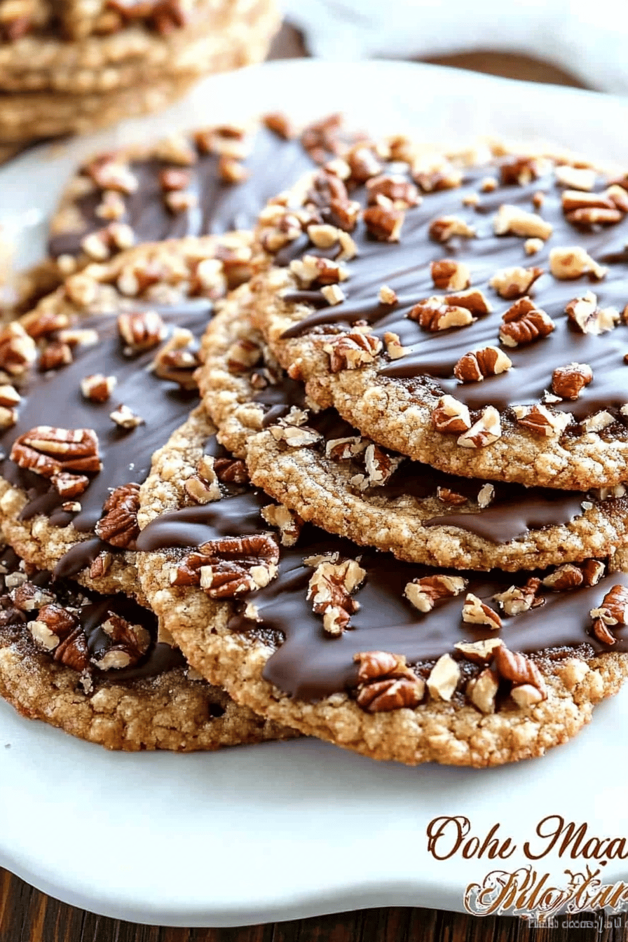 Chocolate Dipped Pecan Lace Cookies