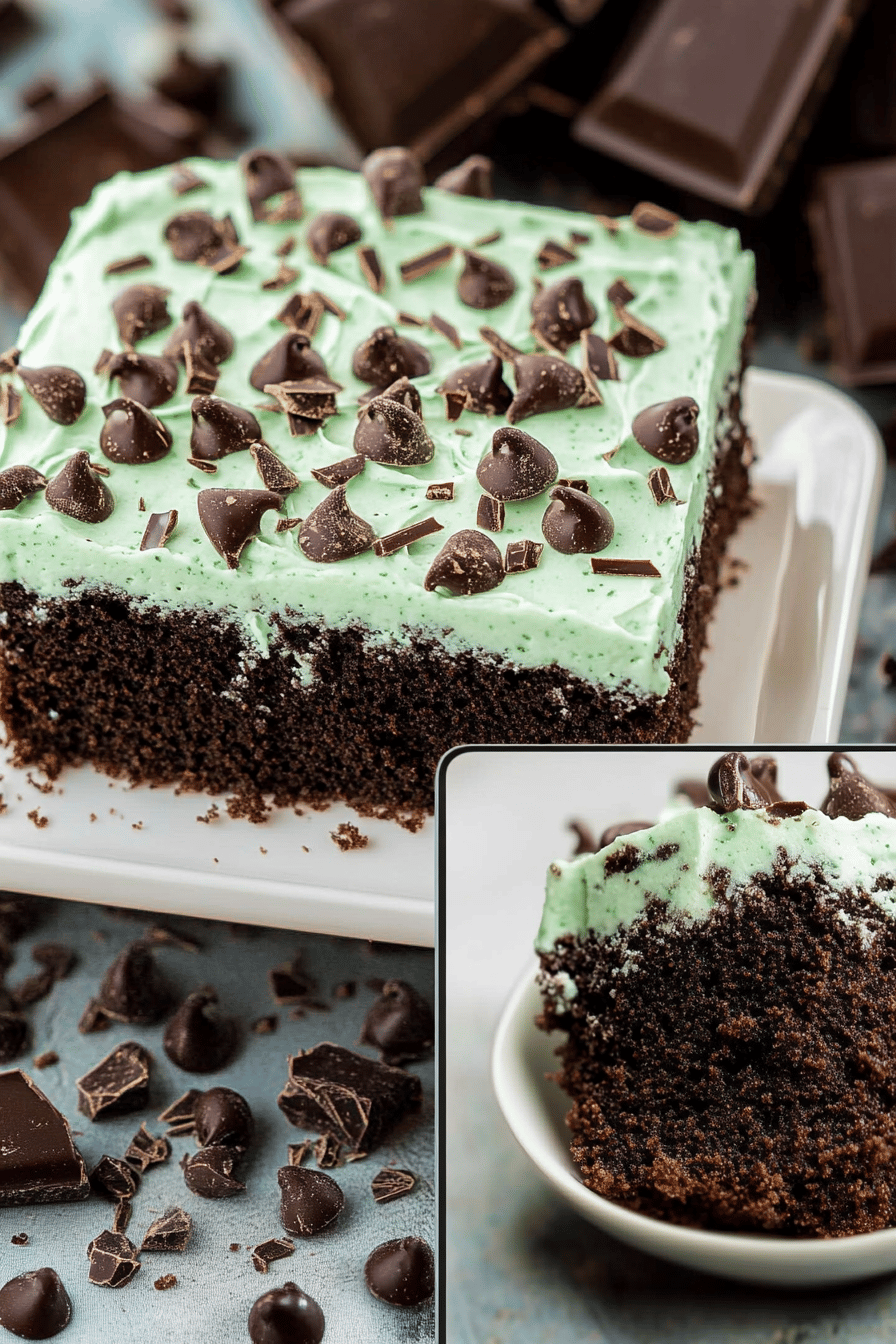 Chocolate Mint Poke Cake ingredients organized and measured on kitchen counter