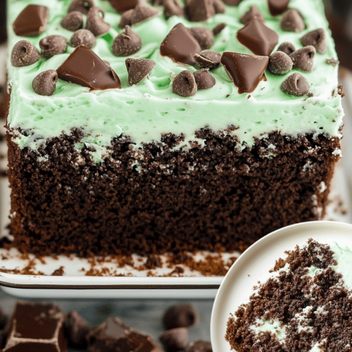 Chocolate Mint Poke Cake