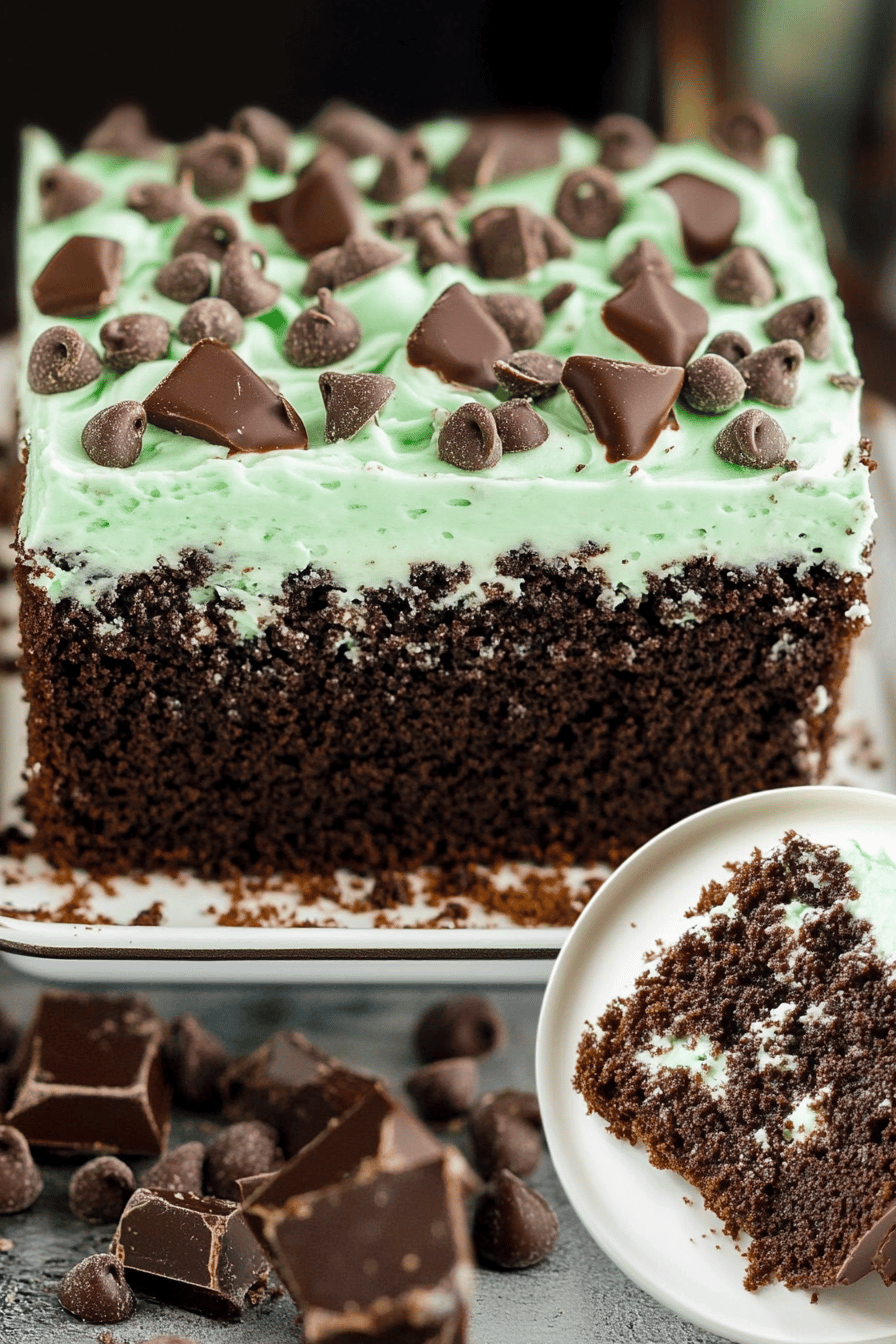 Chocolate Mint Poke Cake