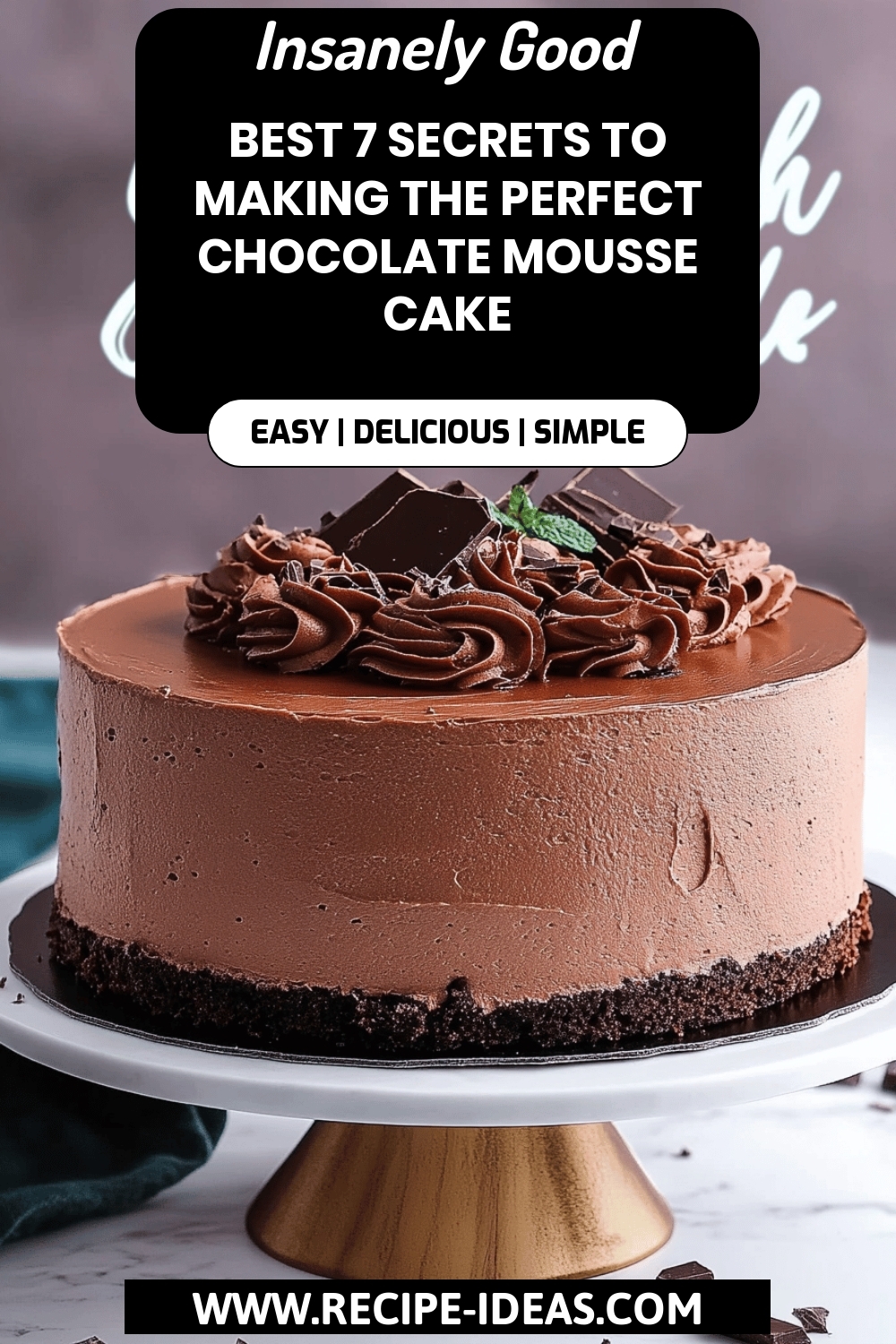 Chocolate Mousse Cake Recipe final dish beautifully presented and ready to serve