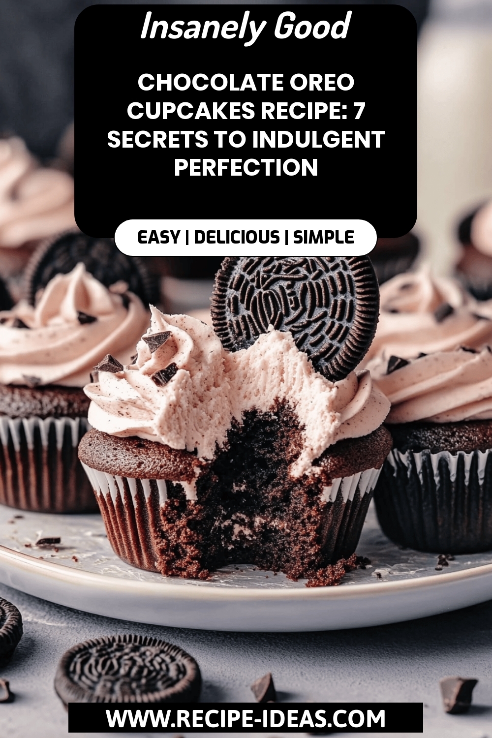 Chocolate Oreo Cupcakes Recipe final dish beautifully presented and ready to serve