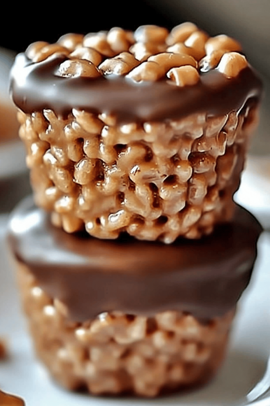 Chocolate Peanut Butter Rice Krispie Cups slice on plate showing perfect texture and swirl pattern