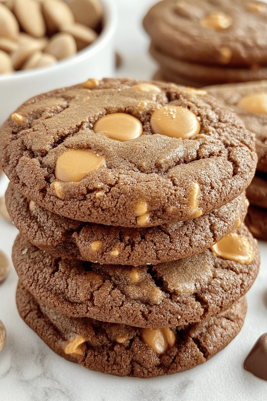 Chocolate Reese's Cookies final dish beautifully presented and ready to serve