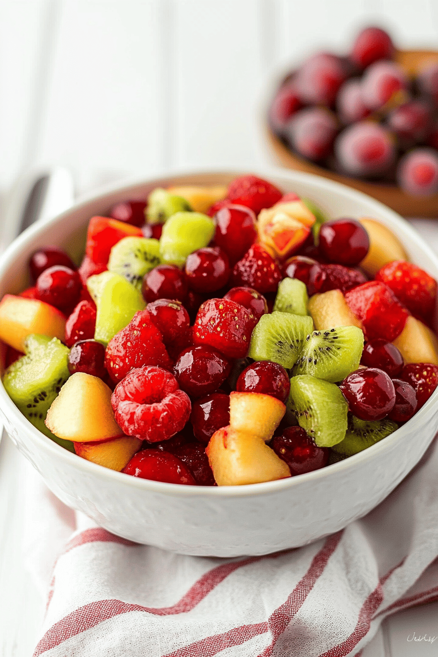 Christmas Fruit Salad slice on plate showing perfect texture and swirl pattern
