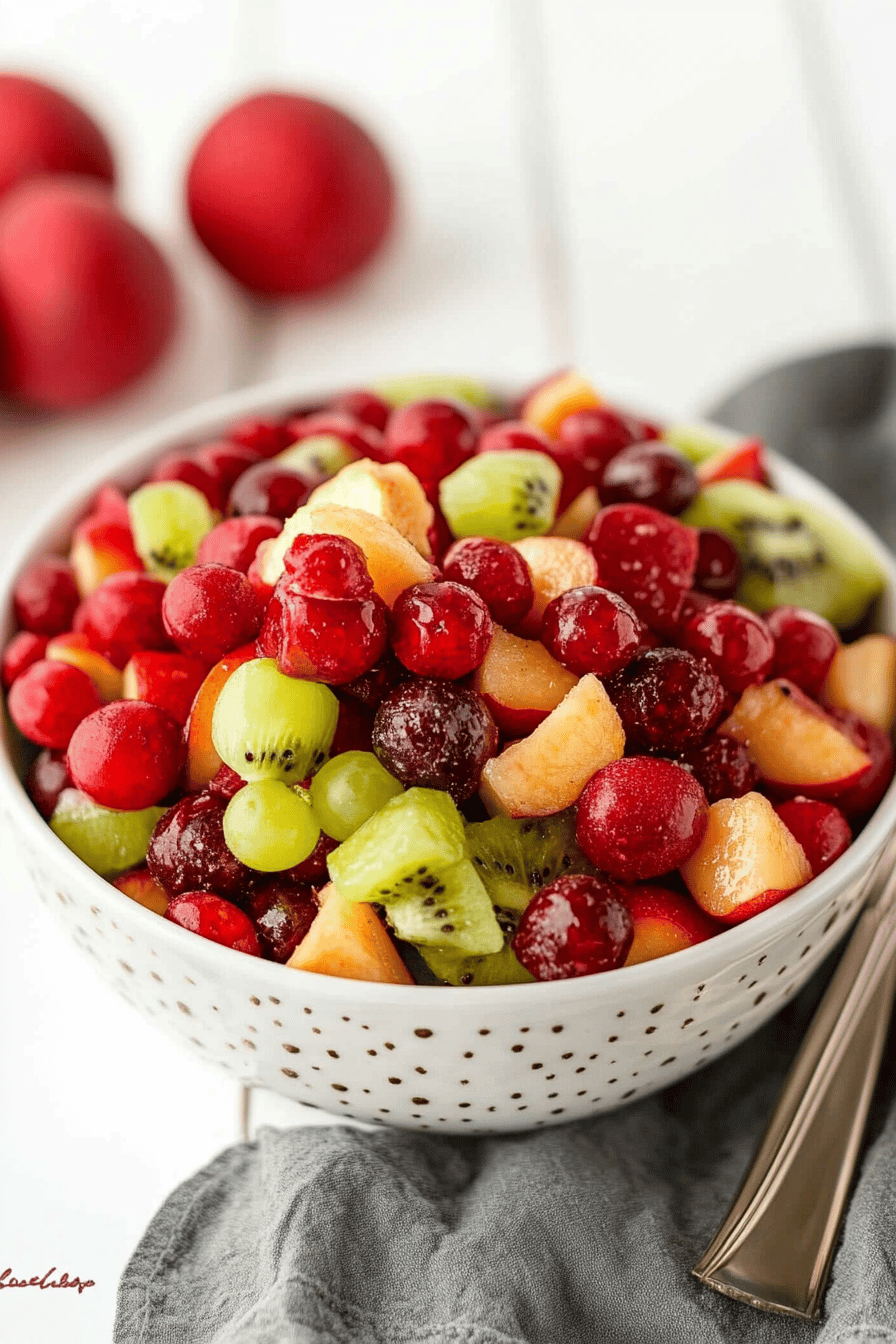 Christmas Fruit Salad final dish beautifully presented and ready to serve
