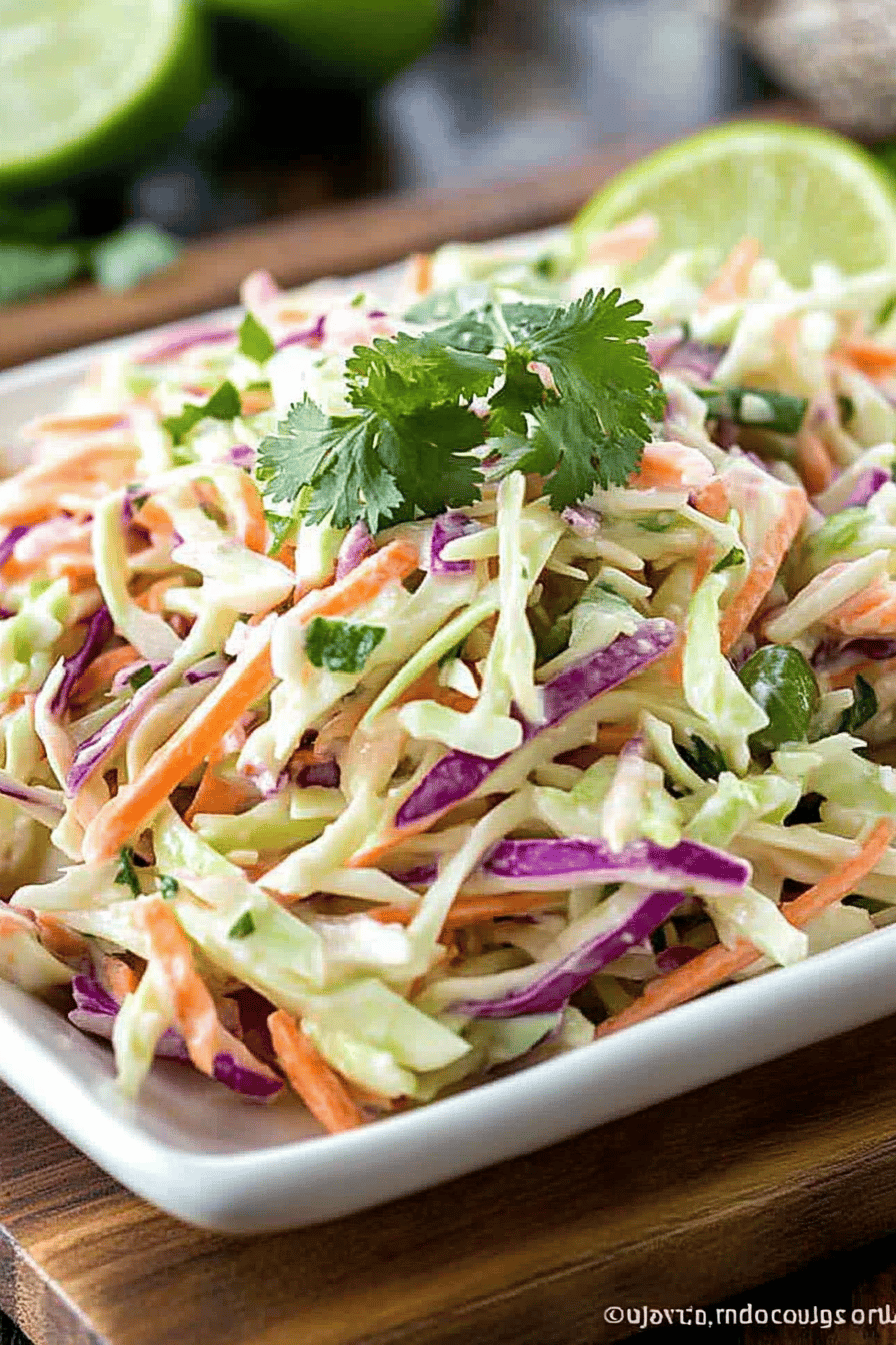 Cilantro Lime Coleslaw ingredients organized and measured on kitchen counter
