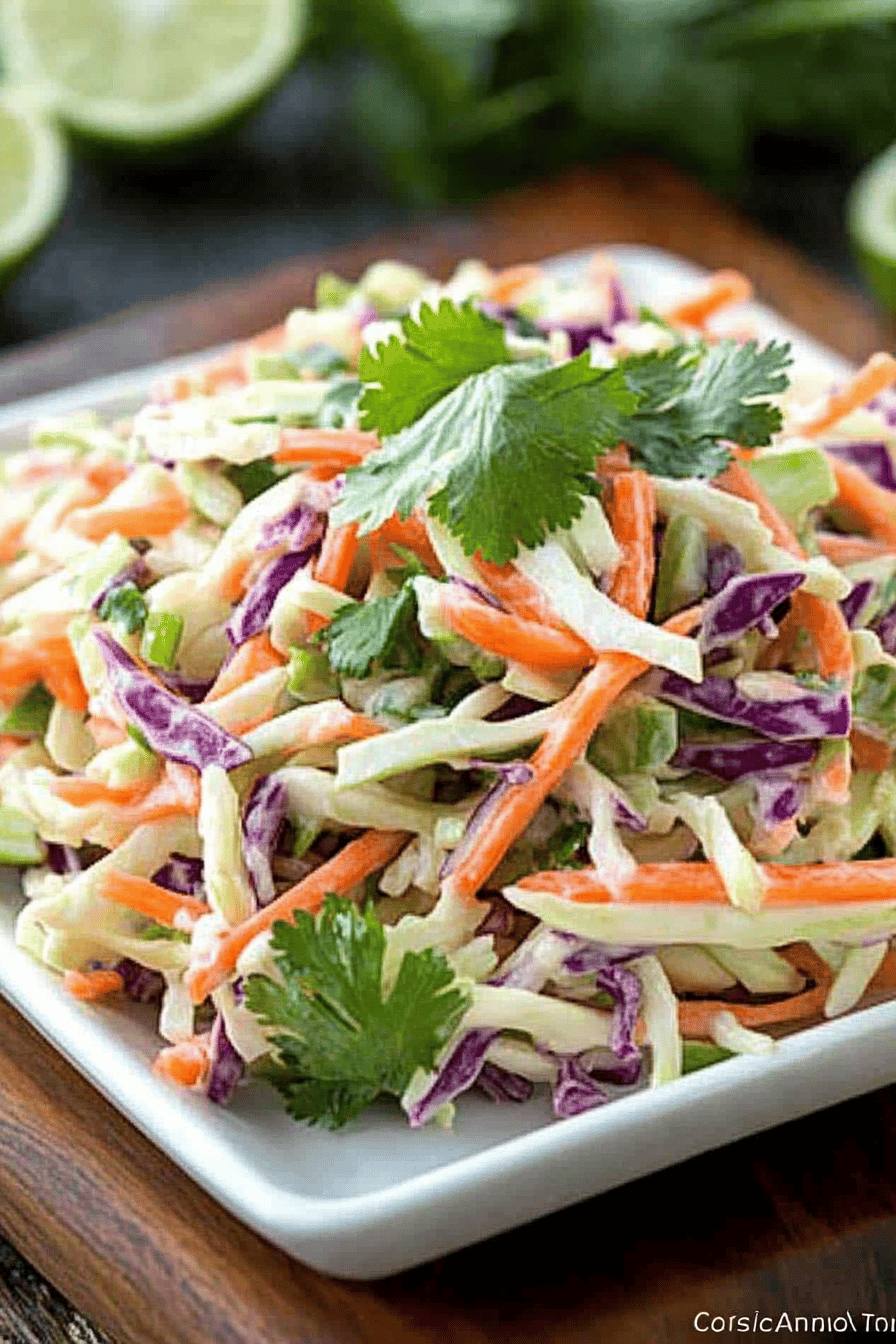 Cilantro Lime Coleslaw final dish beautifully presented and ready to serve