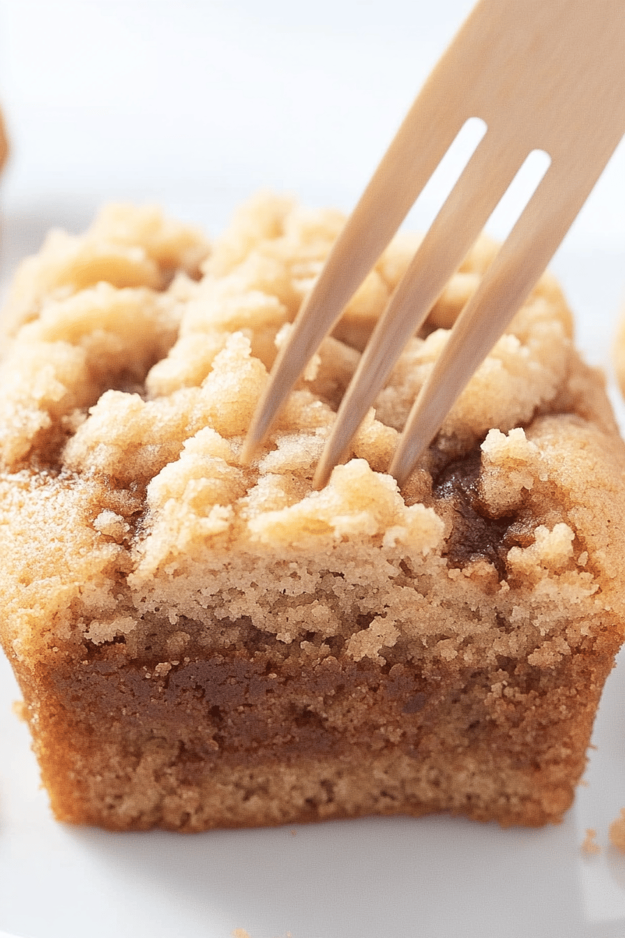 Coffee Cake Muffins slice on plate showing perfect texture and swirl pattern