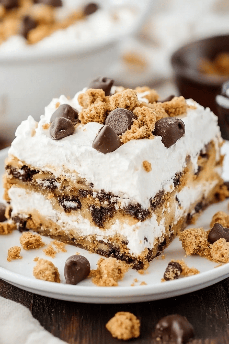 Cookie Lasagna Dessert slice on plate showing perfect texture and swirl pattern