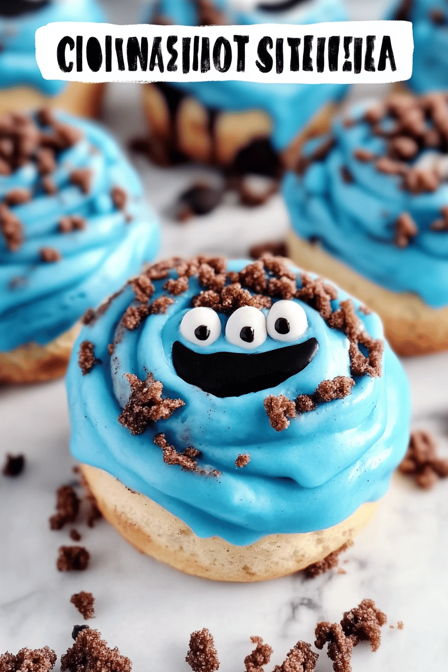 Cookie Monster Cinnamon Rolls ingredients organized and measured on kitchen counter
