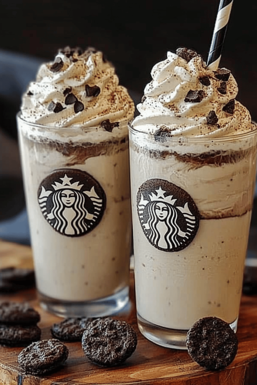 Cookies and Cream Frappuccino slice on plate showing perfect texture and swirl pattern