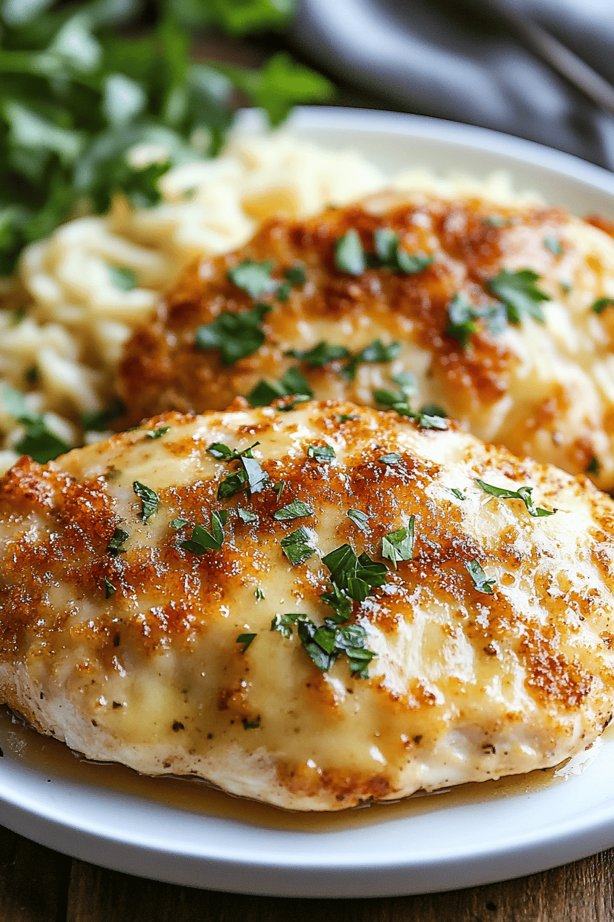 Copycat Longhorn Parmesan Crusted Chicken slice on plate showing perfect texture and swirl pattern