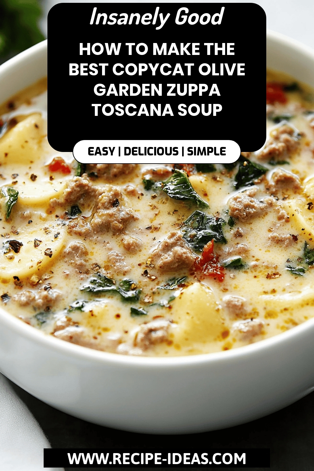 Copycat Olive Garden Zuppa Toscana final dish beautifully presented and ready to serve