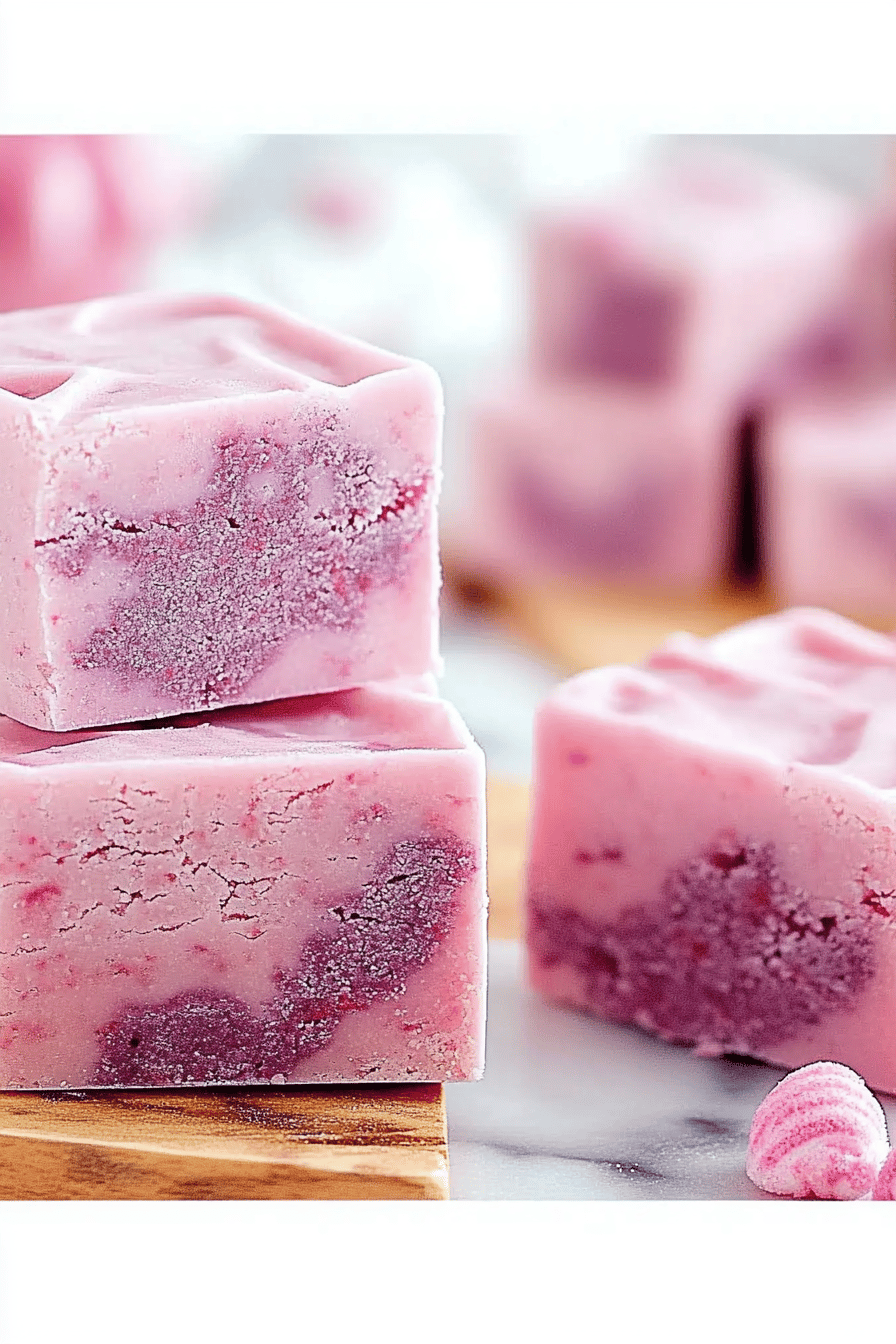 Cotton Candy Fudge slice on plate showing perfect texture and swirl pattern