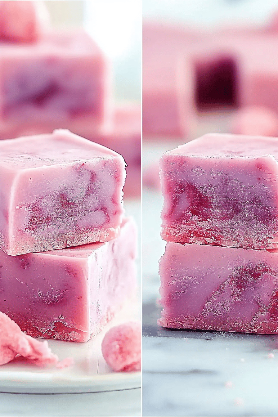 Cotton Candy Fudge final dish beautifully presented and ready to serve