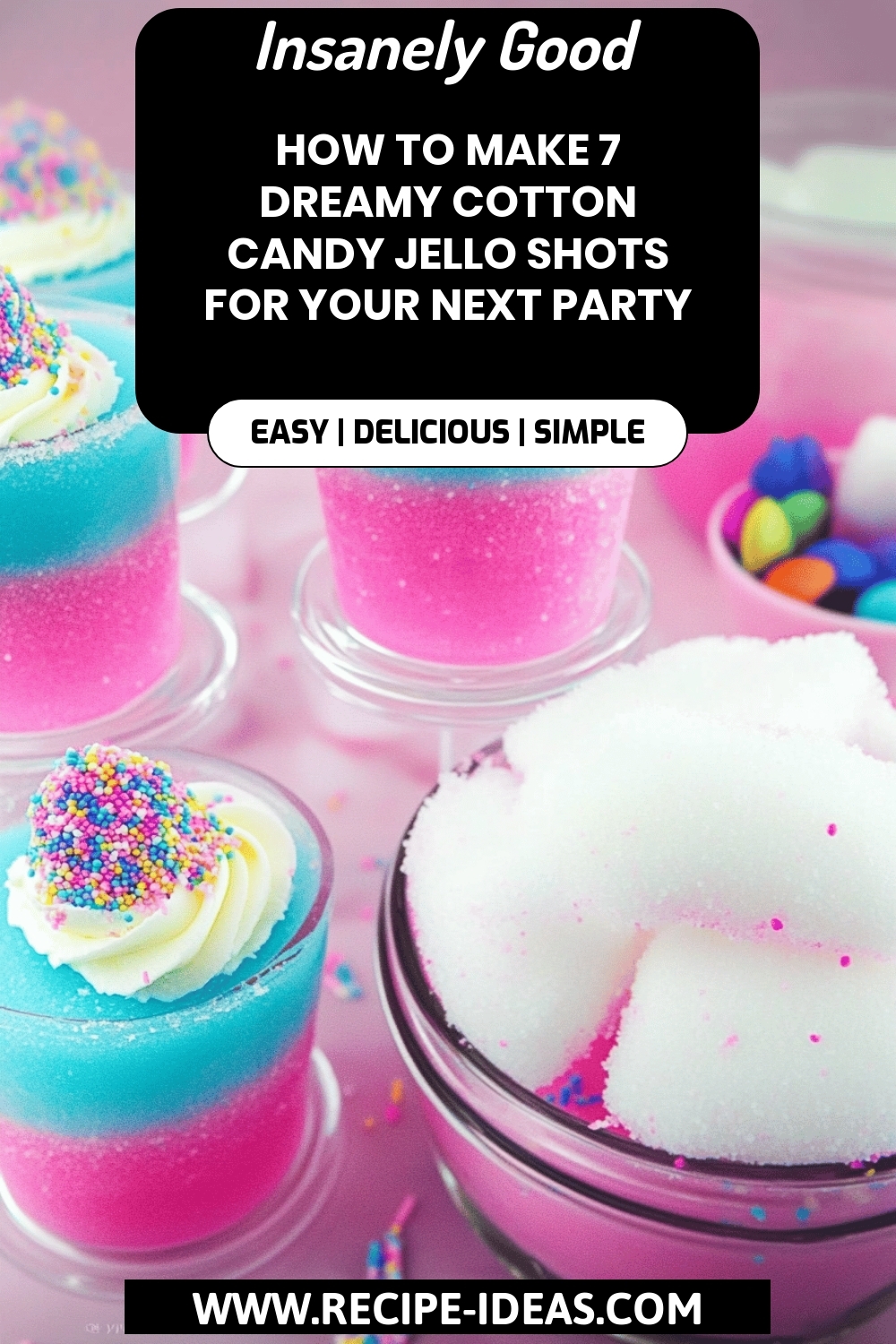 Cotton Candy Jello Shots final dish beautifully presented and ready to serve
