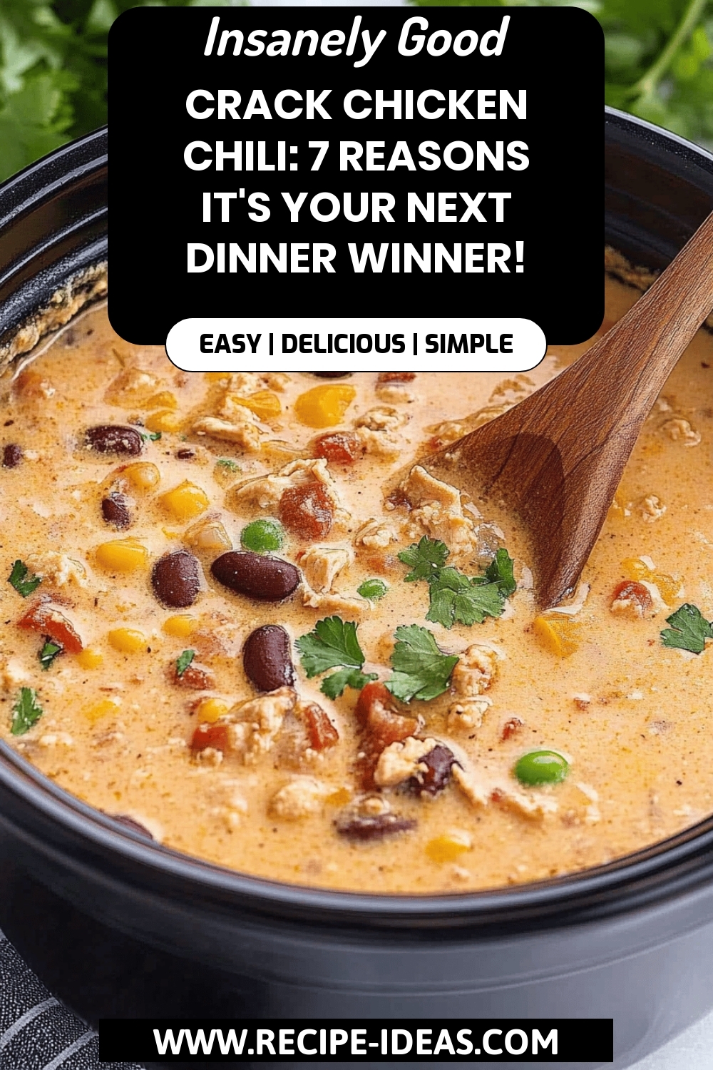 Crack Chicken Chili final dish beautifully presented and ready to serve