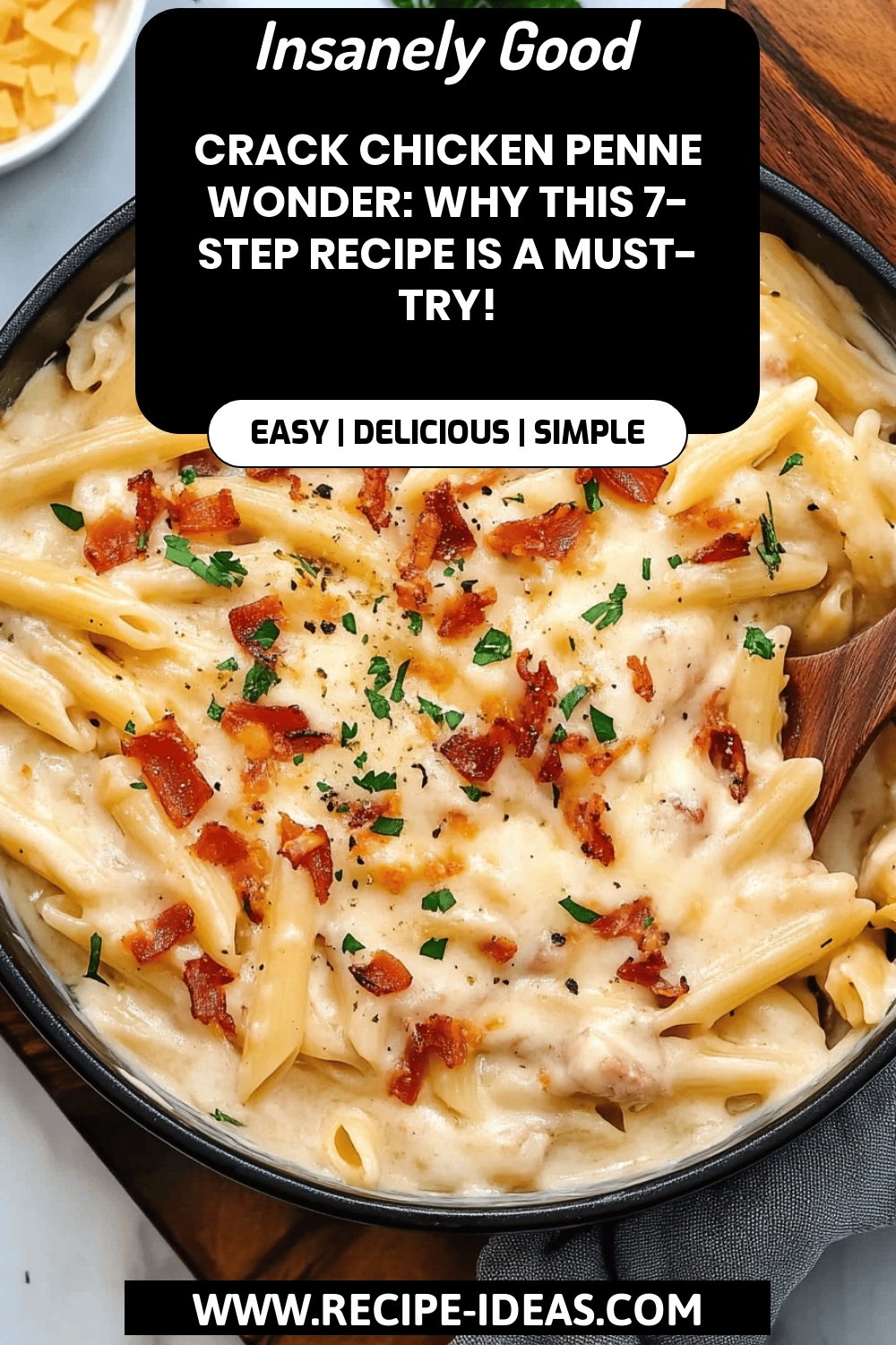 Crack Chicken Penne final dish beautifully presented and ready to serve