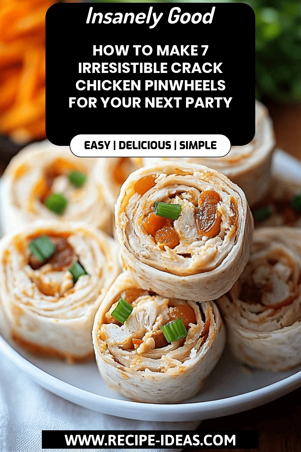 Crack Chicken Pinwheels final dish beautifully presented and ready to serve
