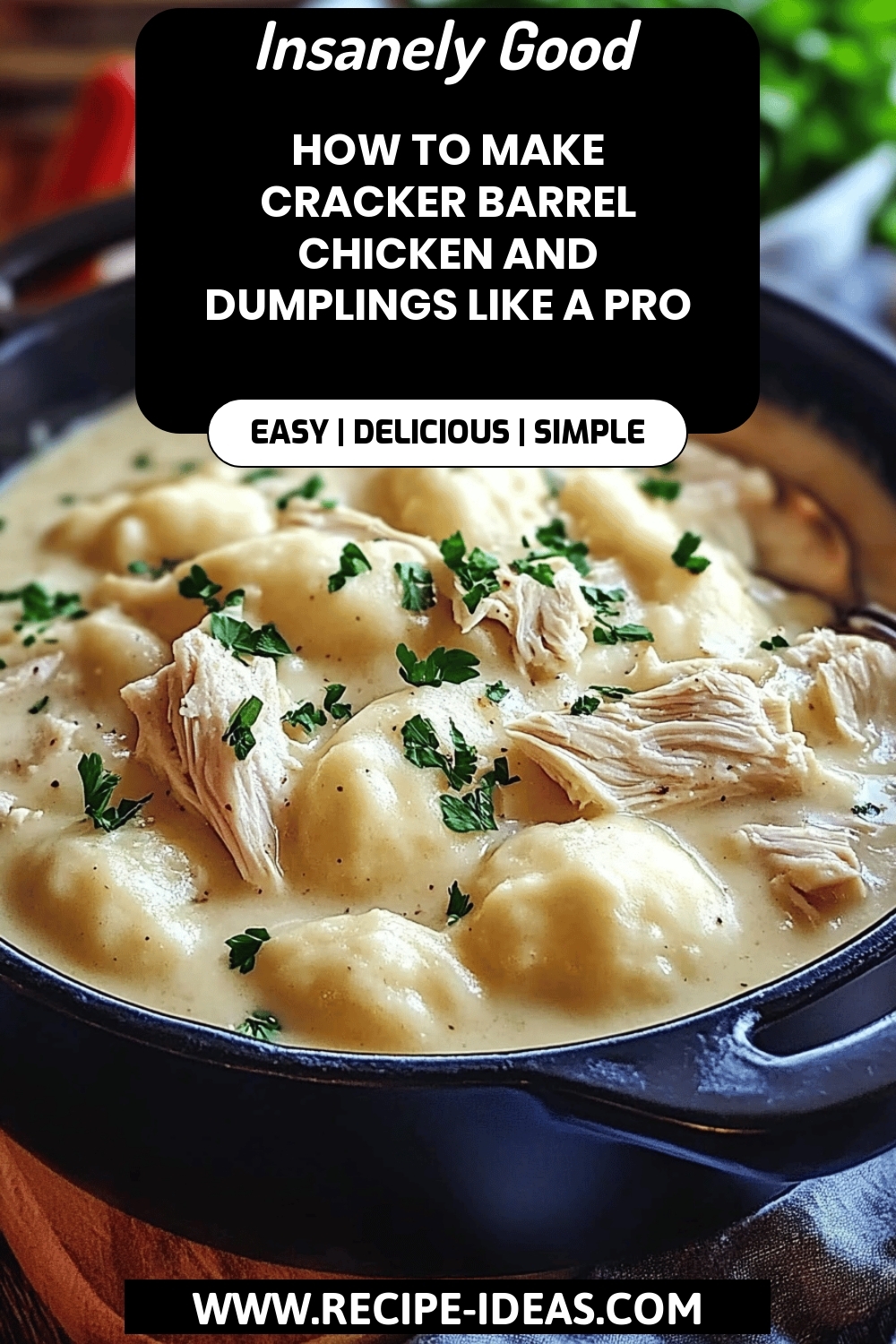 Cracker Barrel Chicken and Dumplings Recipe final dish beautifully presented and ready to serve