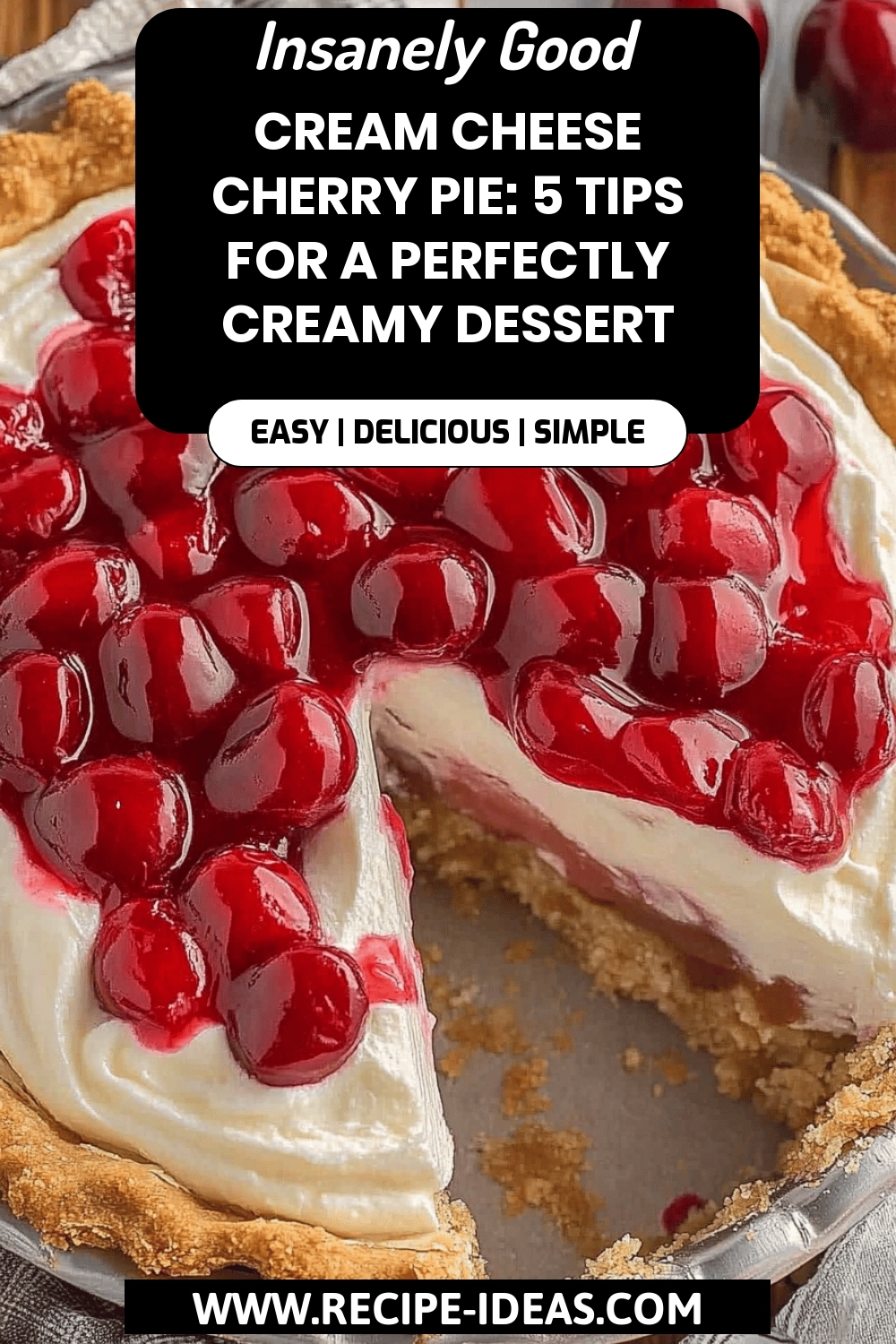Cream Cheese Cherry Pie final dish beautifully presented and ready to serve