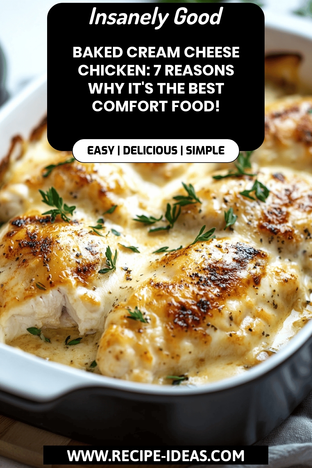 Cream Cheese Chicken final dish beautifully presented and ready to serve