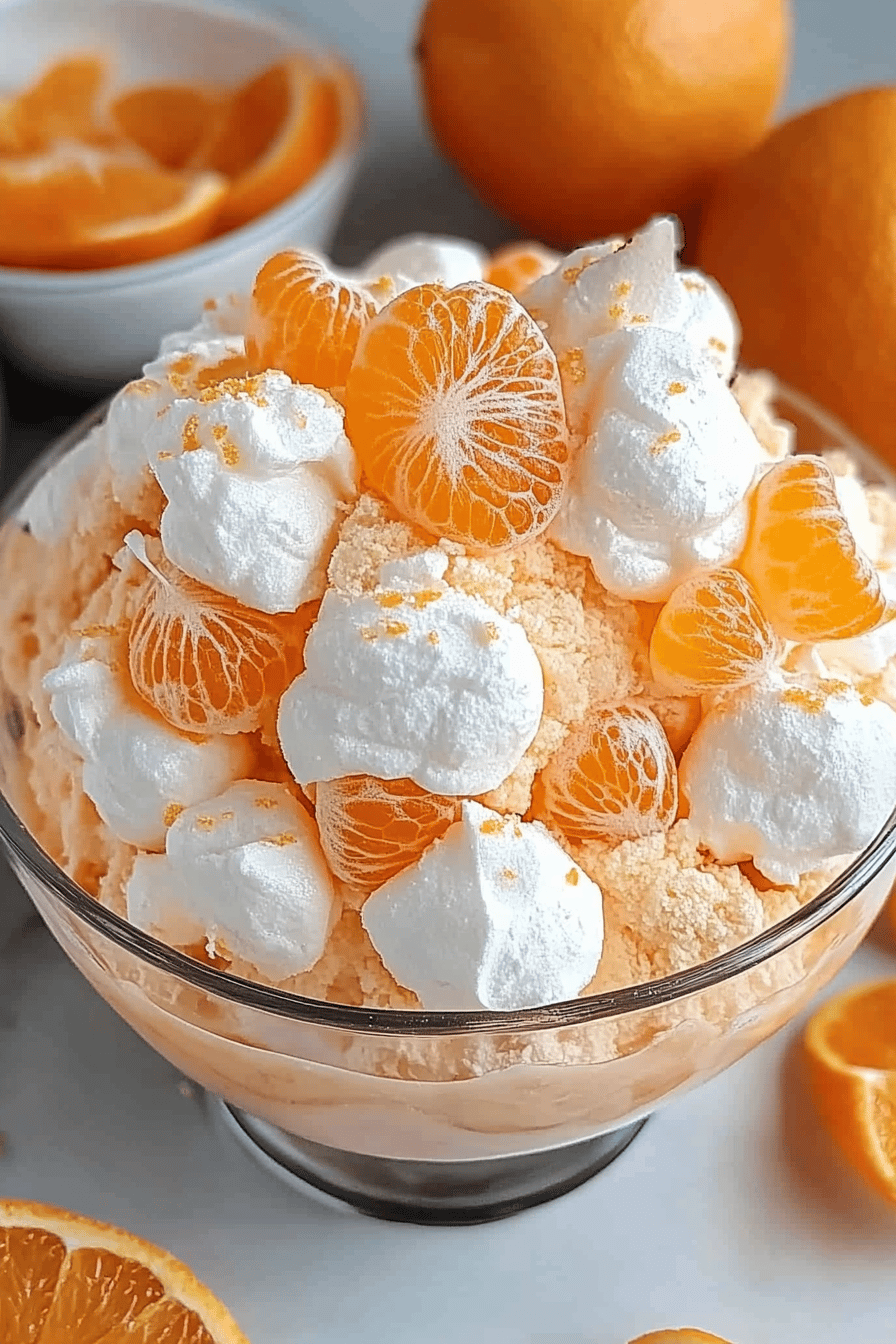 Creamsicle Orange Fluff ingredients organized and measured on kitchen counter