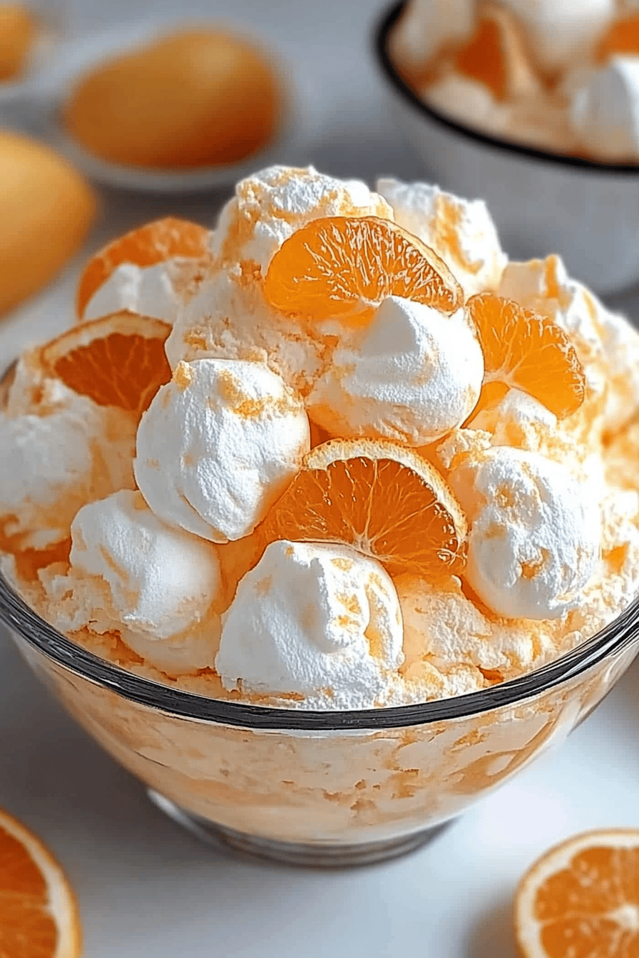 Creamsicle Orange Fluff final dish beautifully presented and ready to serve