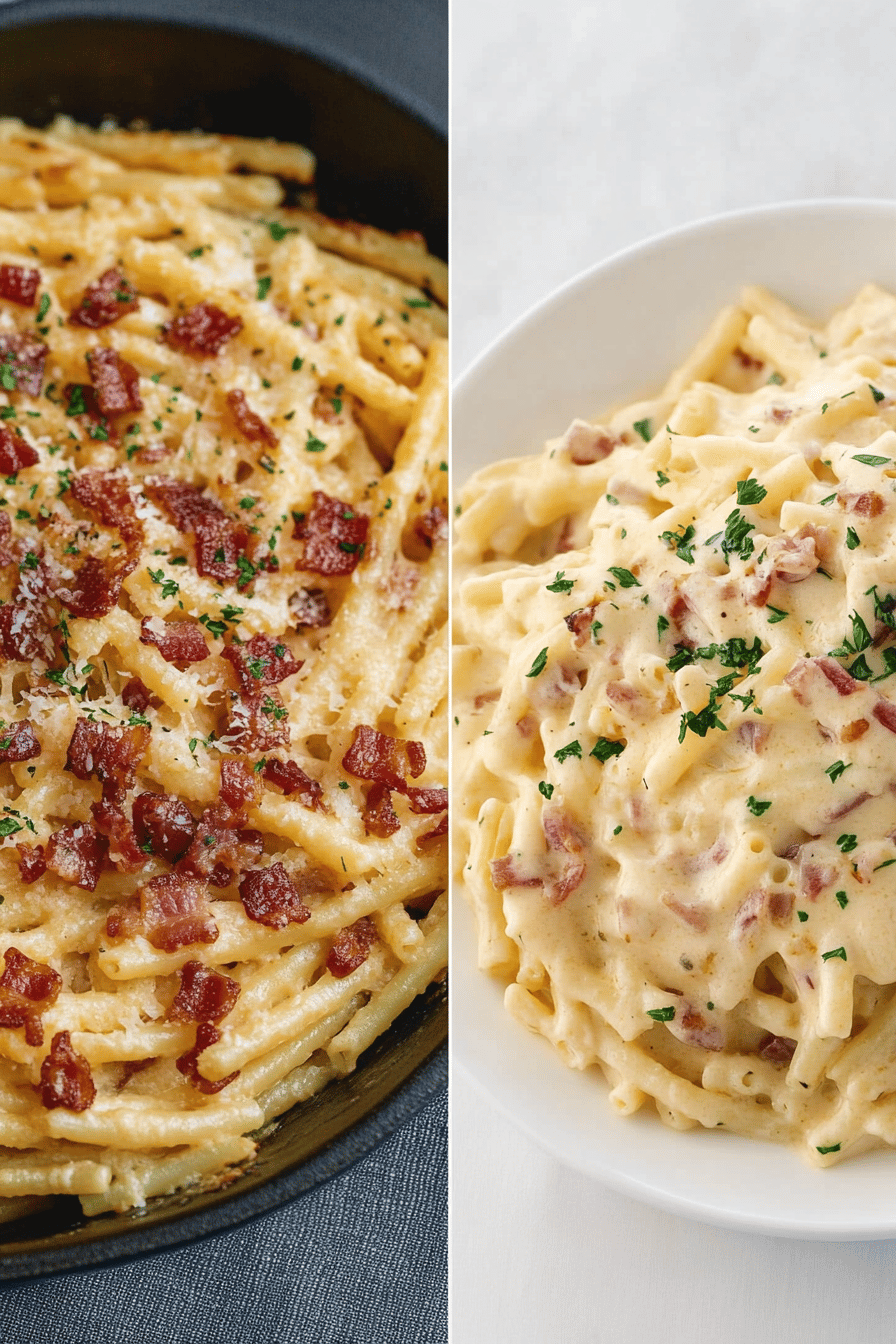 Creamy Bacon Pasta slice on plate showing perfect texture and swirl pattern