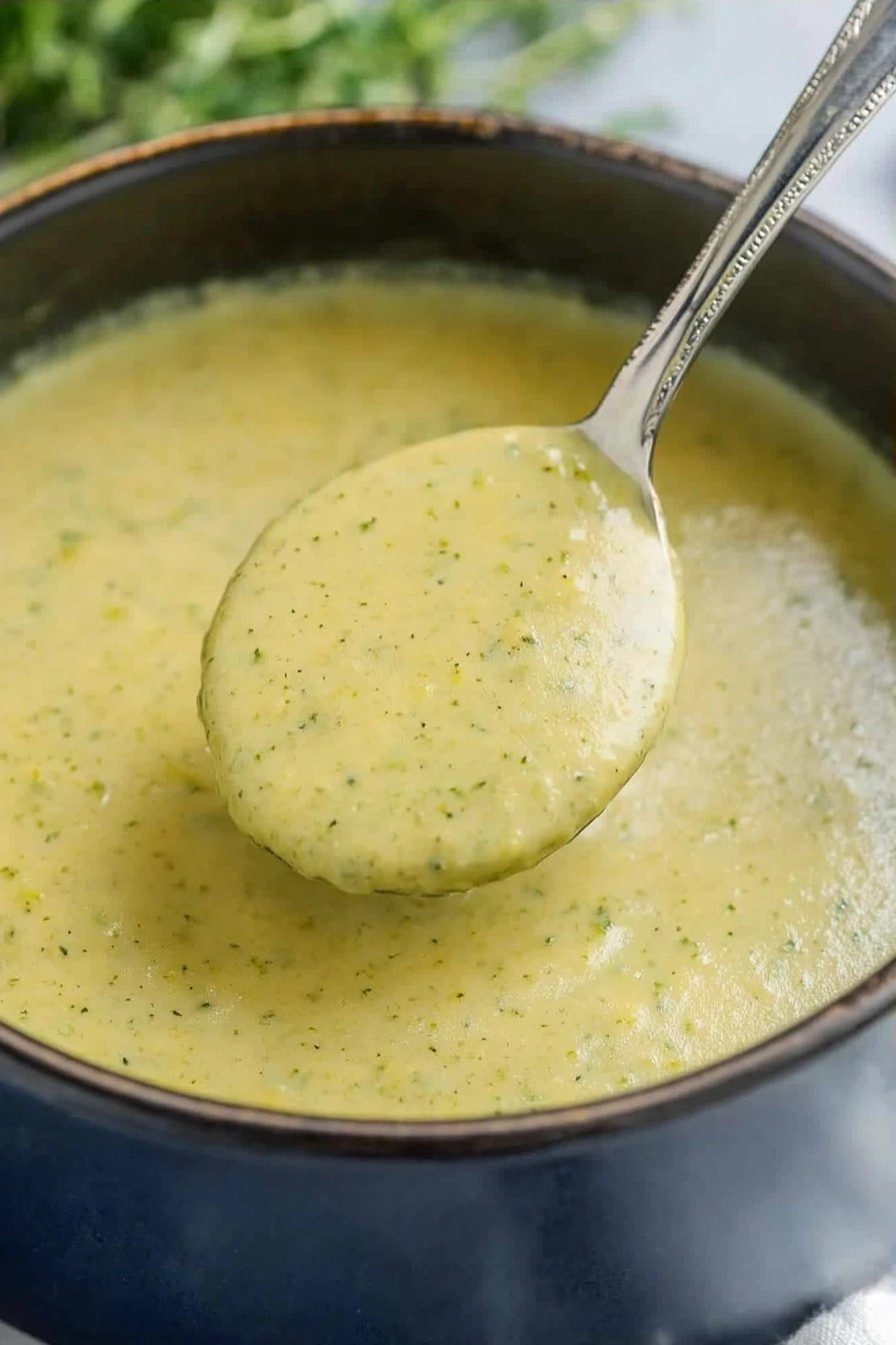 Creamy Zucchini Soup Recipe ingredients organized and measured on kitchen counter