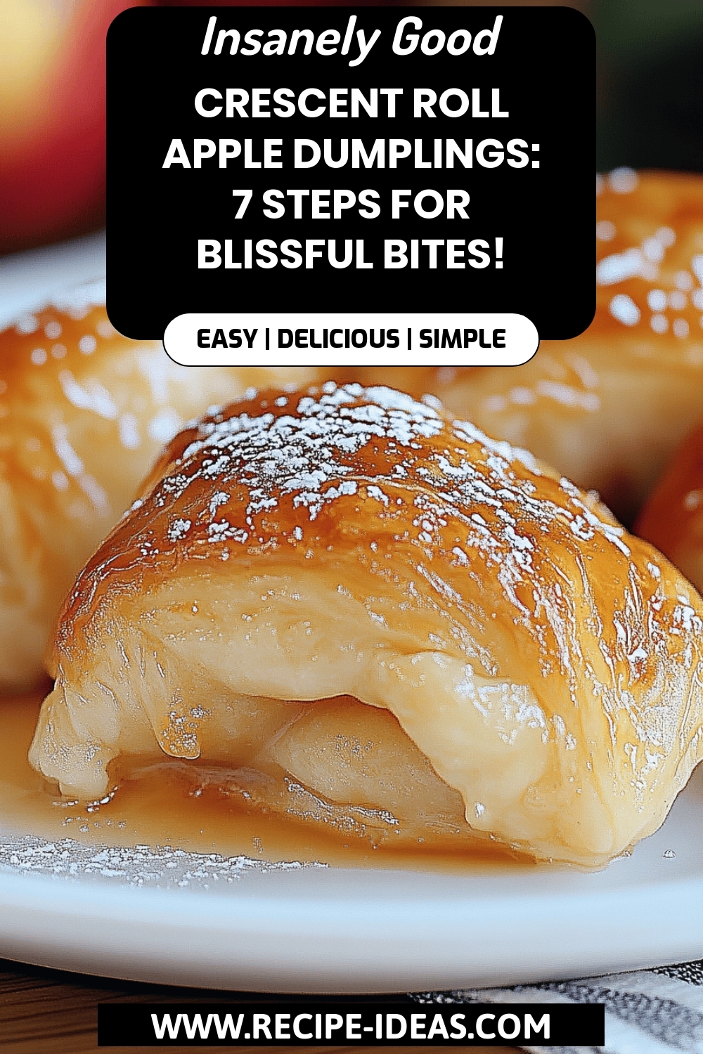 Crescent Roll Apple Dumplings final dish beautifully presented and ready to serve