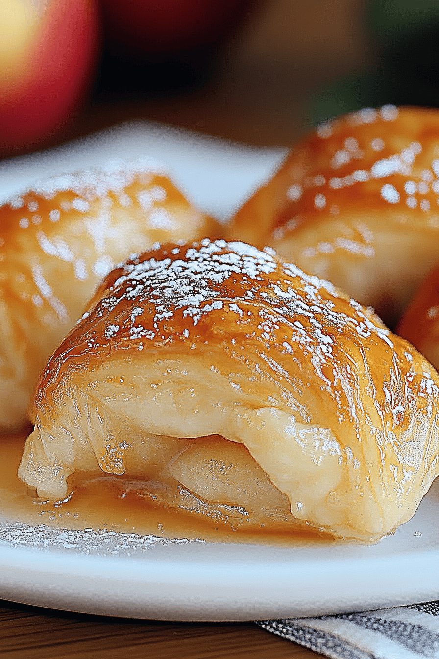 Crescent Roll Apple Dumplings slice on plate showing perfect texture and swirl pattern