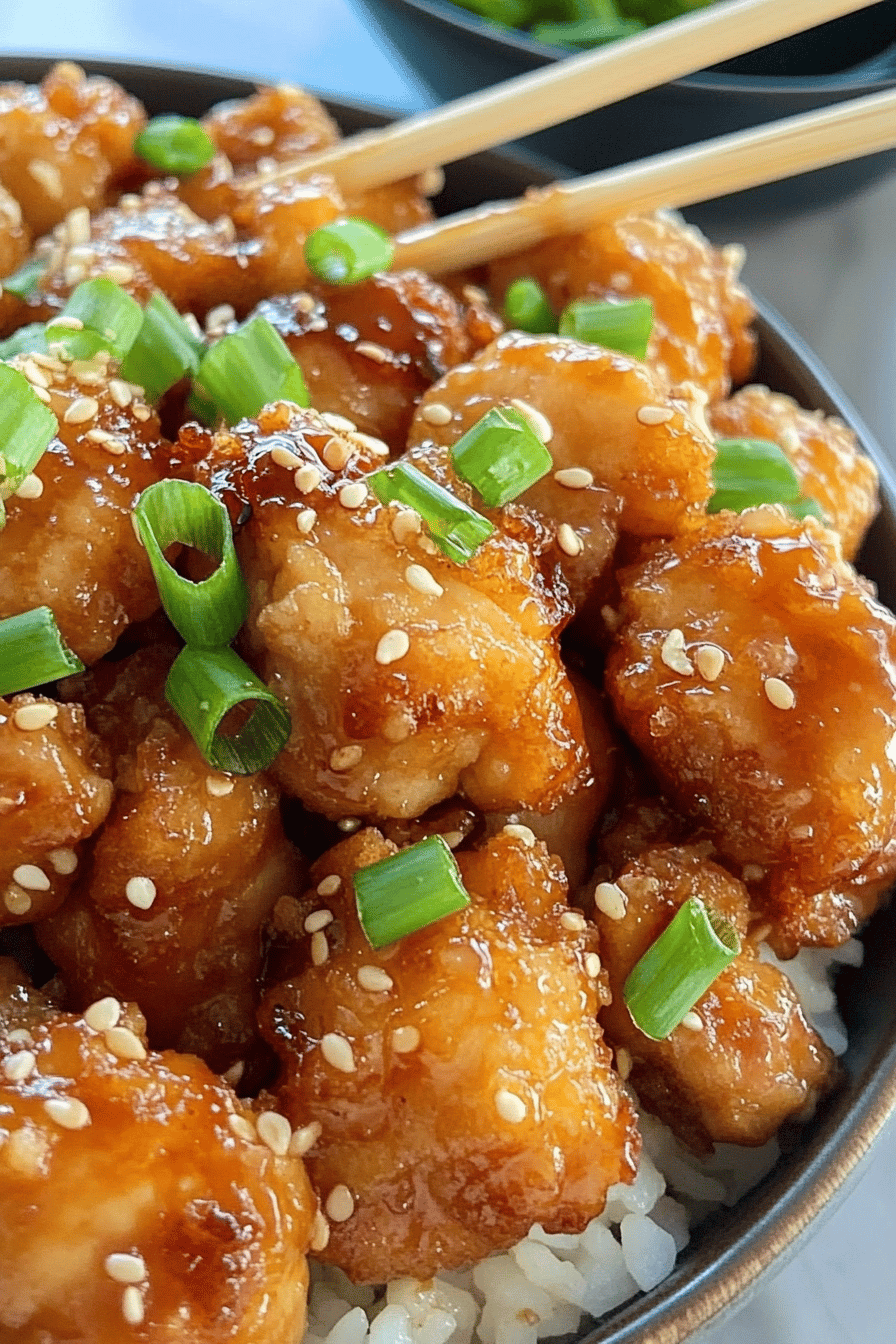 Crispy Honey Chicken slice on plate showing perfect texture and swirl pattern