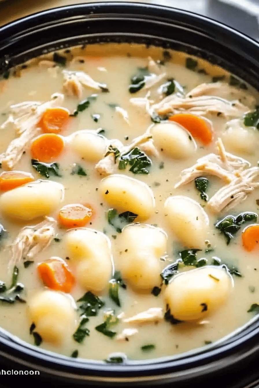 Crockpot Chicken Gnocchi Soup ingredients organized and measured on kitchen counter