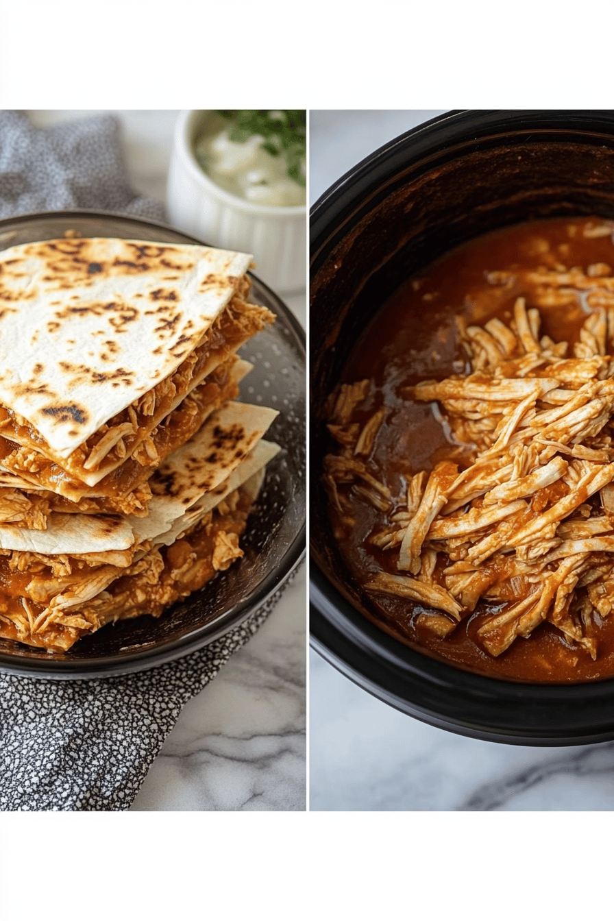 Crockpot Queso Chicken Quesadillas ingredients organized and measured on kitchen counter