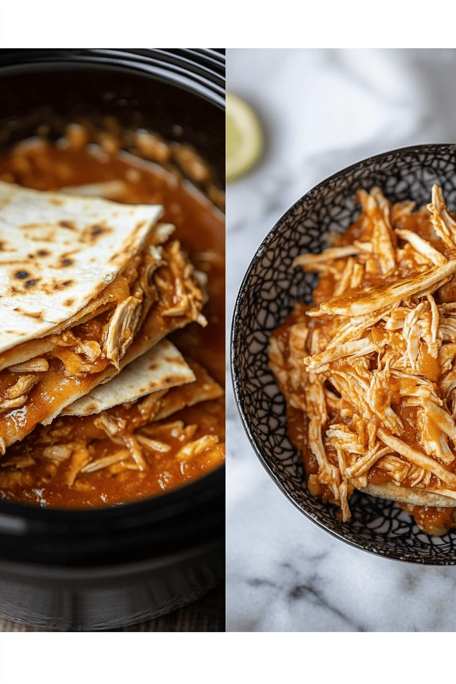 Crockpot Queso Chicken Quesadillas