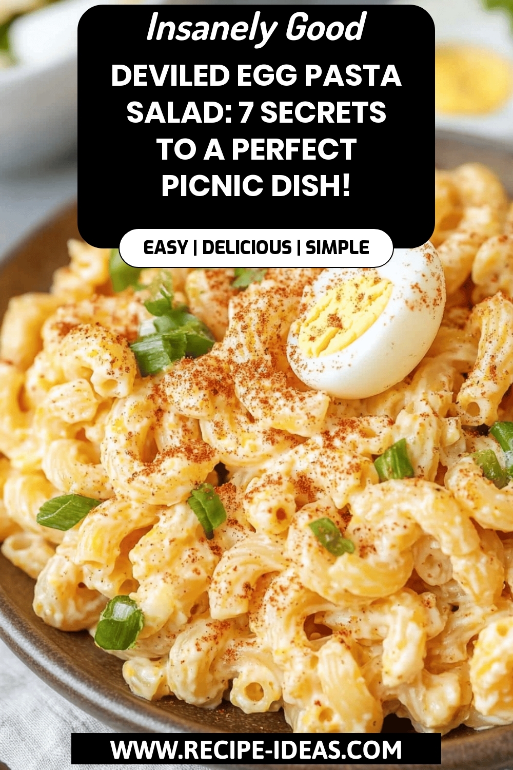Deviled Egg Pasta Salad final dish beautifully presented and ready to serve