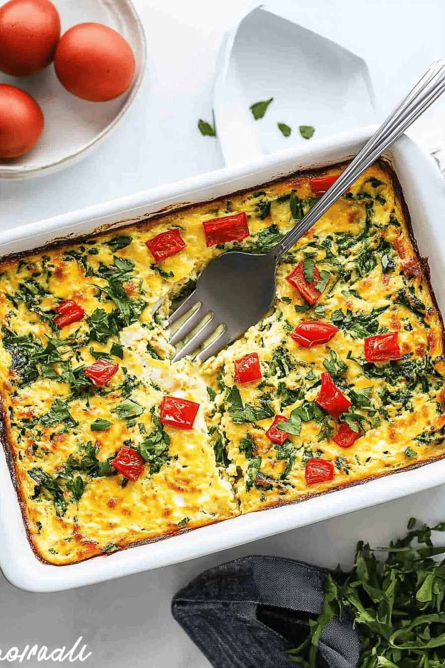 Egg Casserole Recipe ingredients organized and measured on kitchen counter