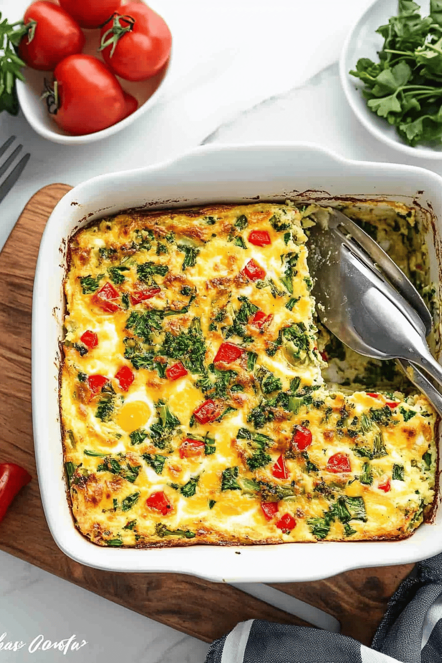Egg Casserole Recipe slice on plate showing perfect texture and swirl pattern