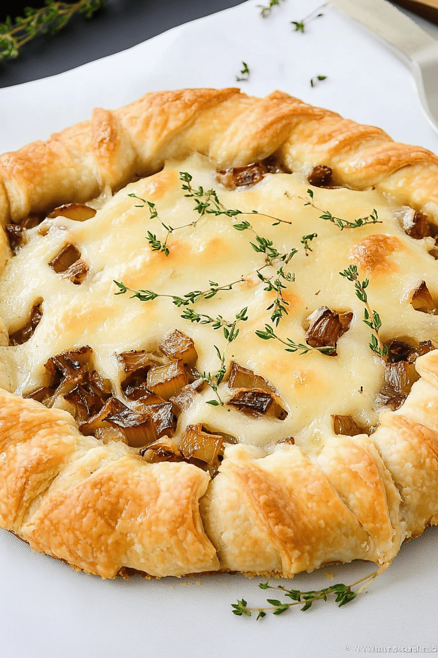 French Onion Tart Recipe ingredients organized and measured on kitchen counter