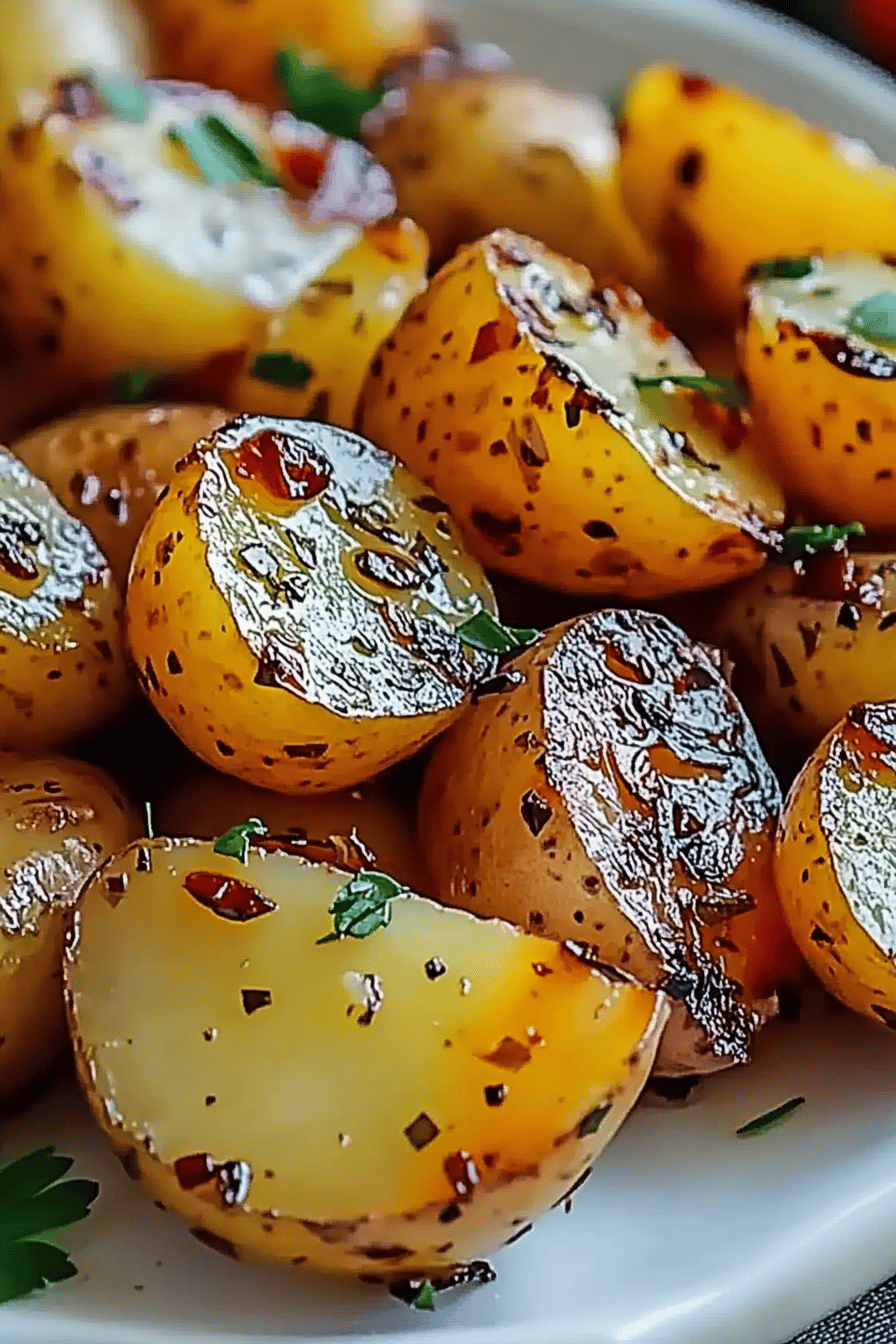 Garlic Butter Potatoes final dish beautifully presented and ready to serve
