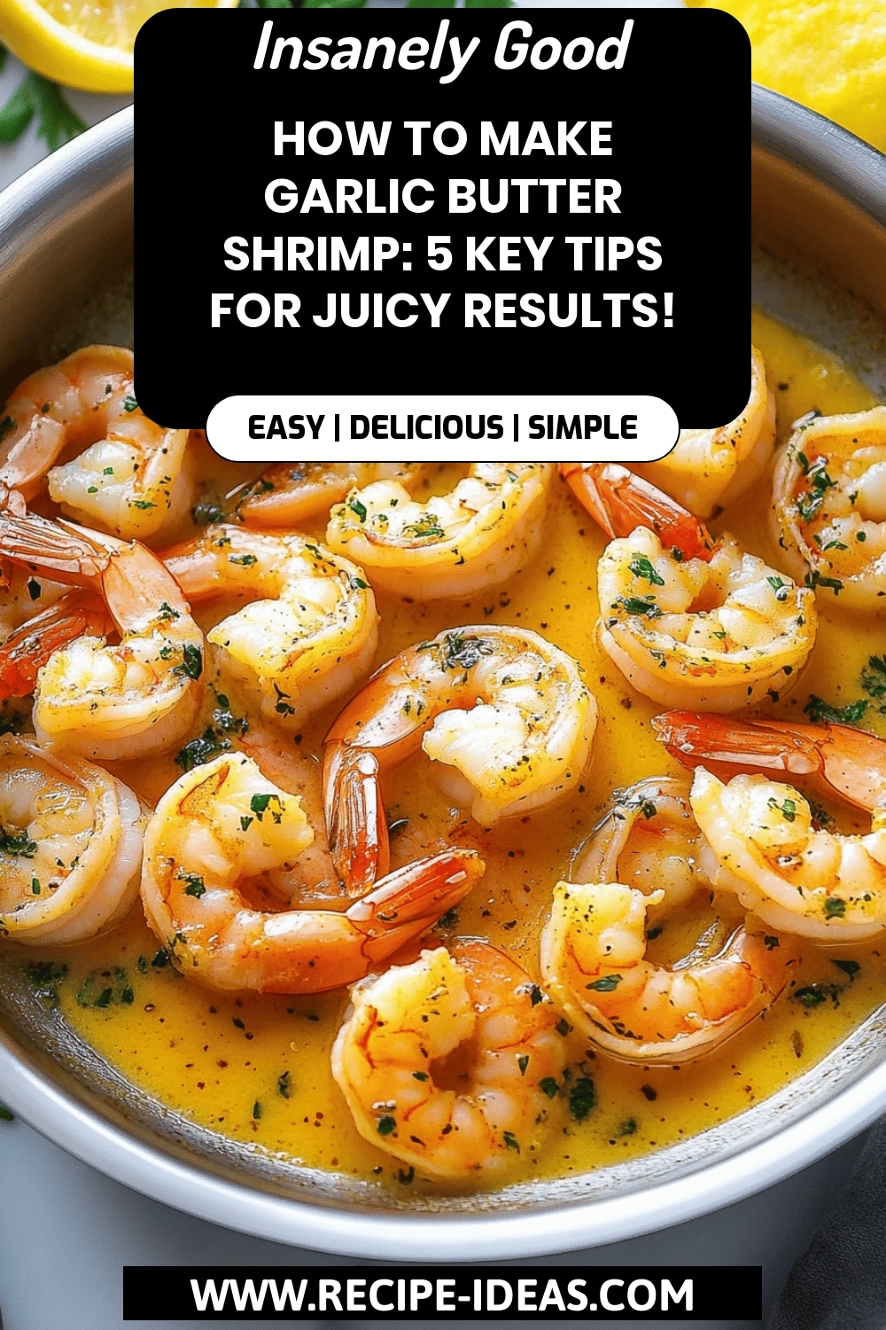 Garlic Butter Shrimp final dish beautifully presented and ready to serve
