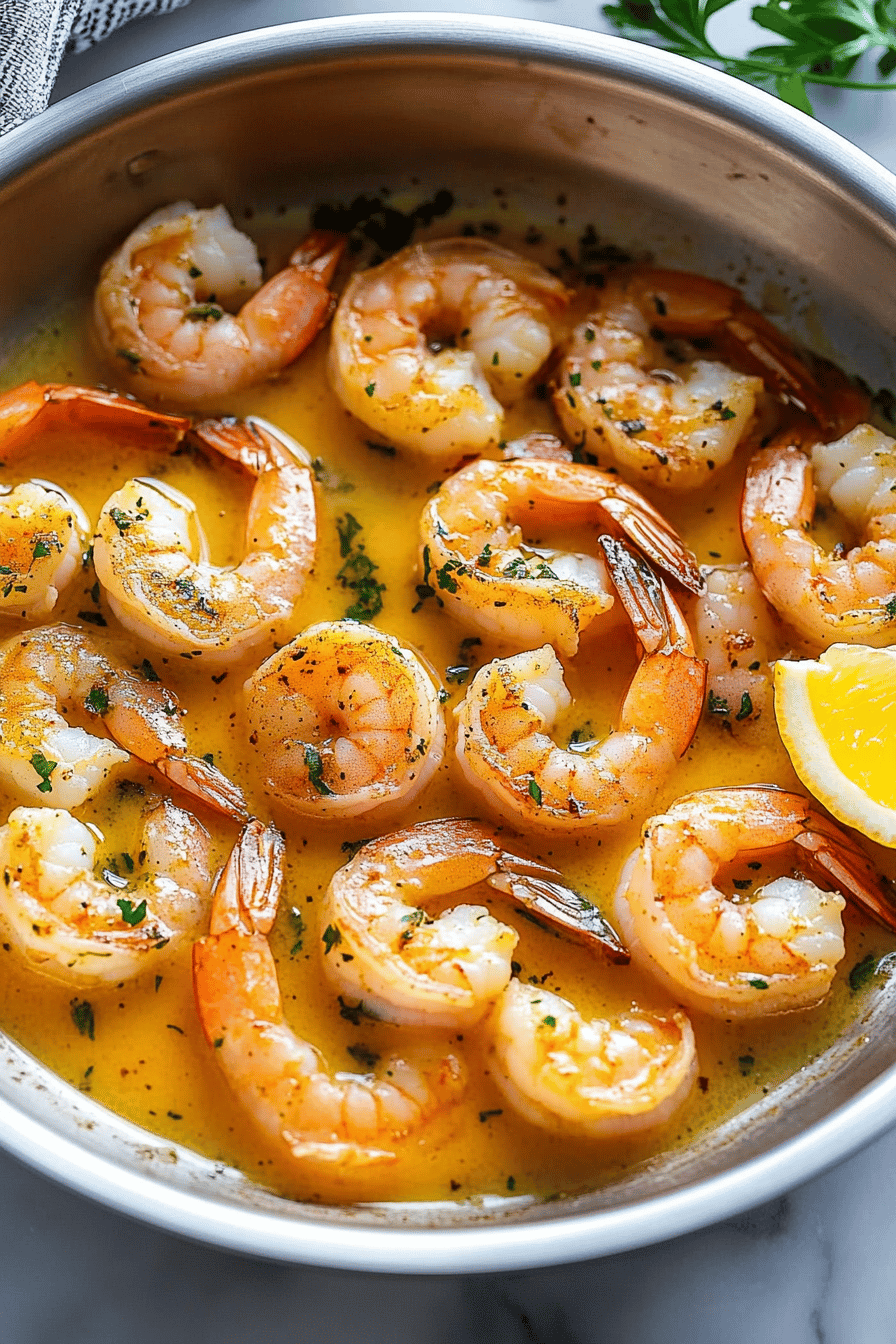 Garlic Butter Shrimp ingredients organized and measured on kitchen counter